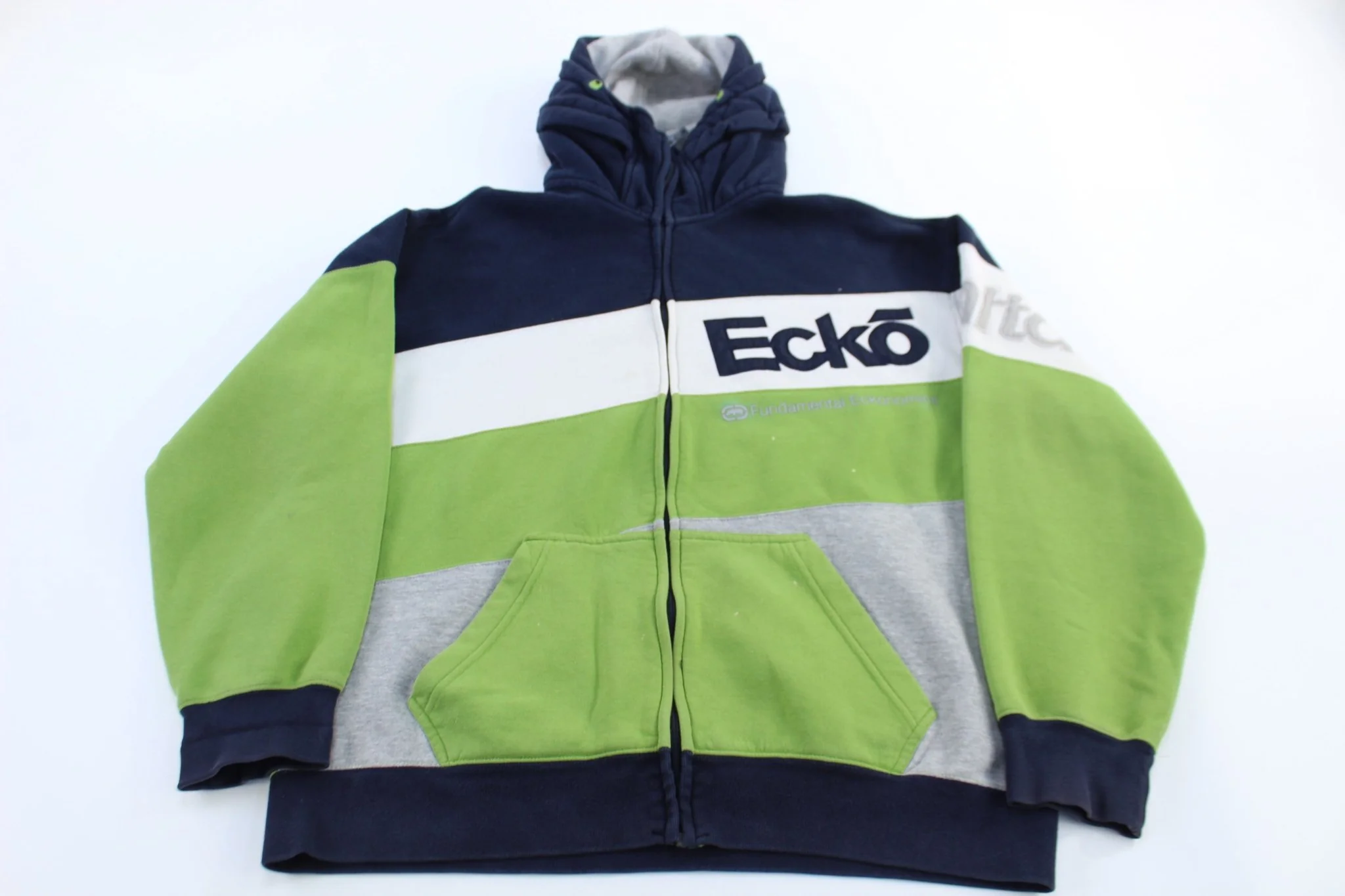 Ecko Unlimited Black, White & Green Full Zip Jacket