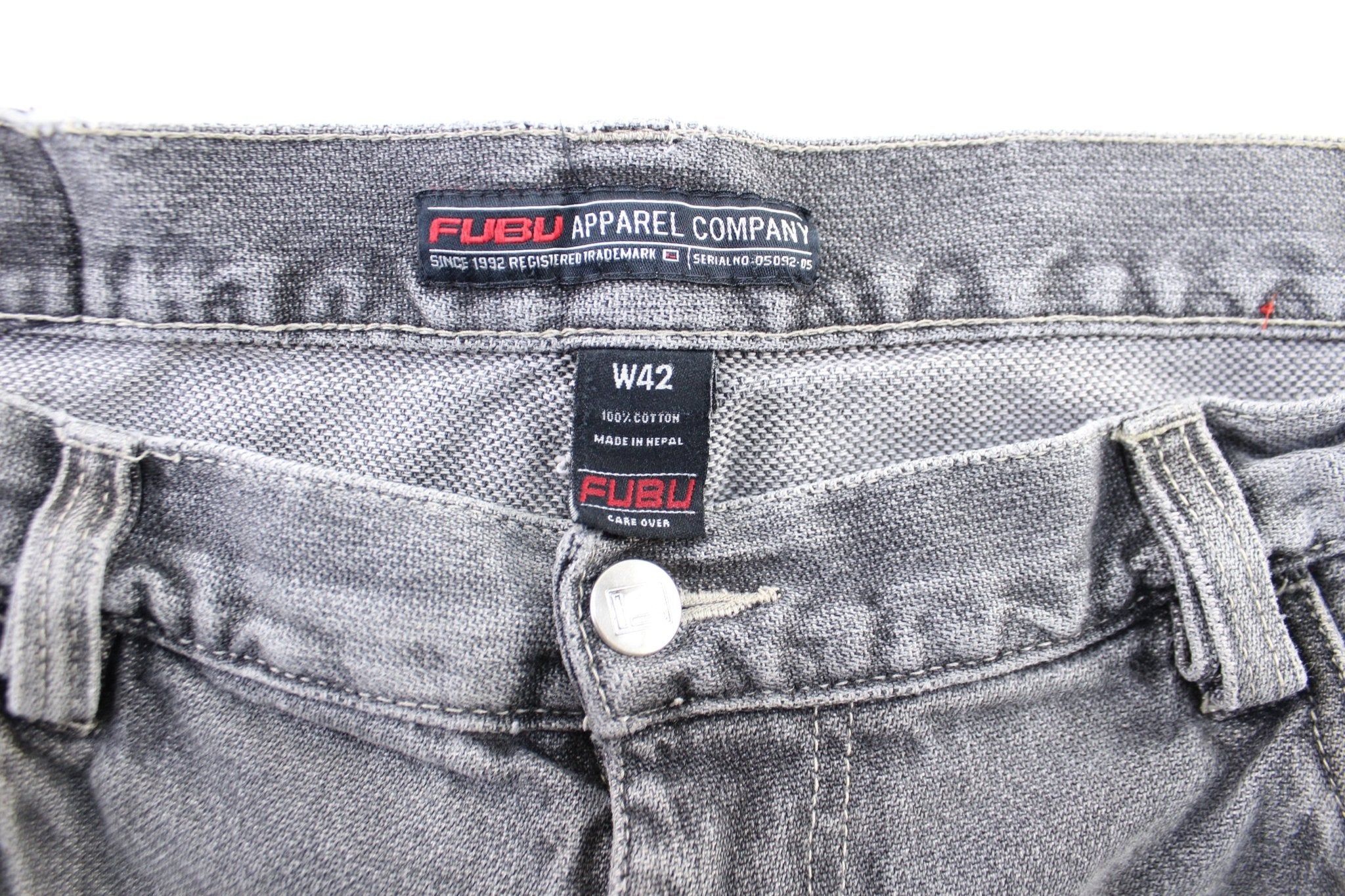 Fubu Collection Grey Wash Denim Shorts - Image 4