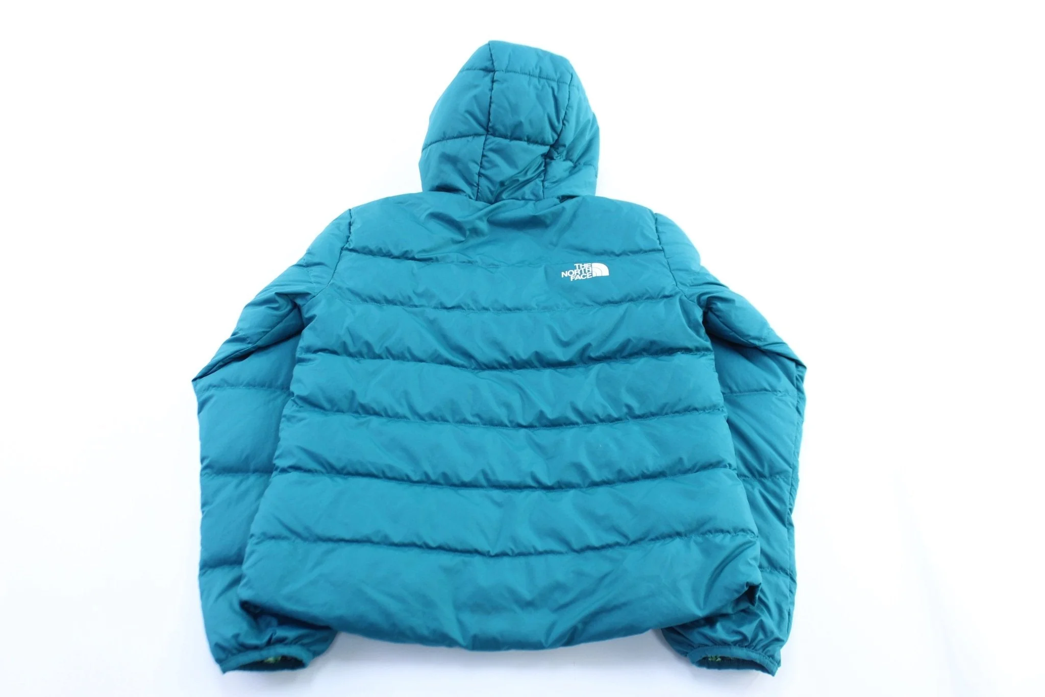 Girls The North Face Teal & Floral Reversible Puffer Jacket - Image 4