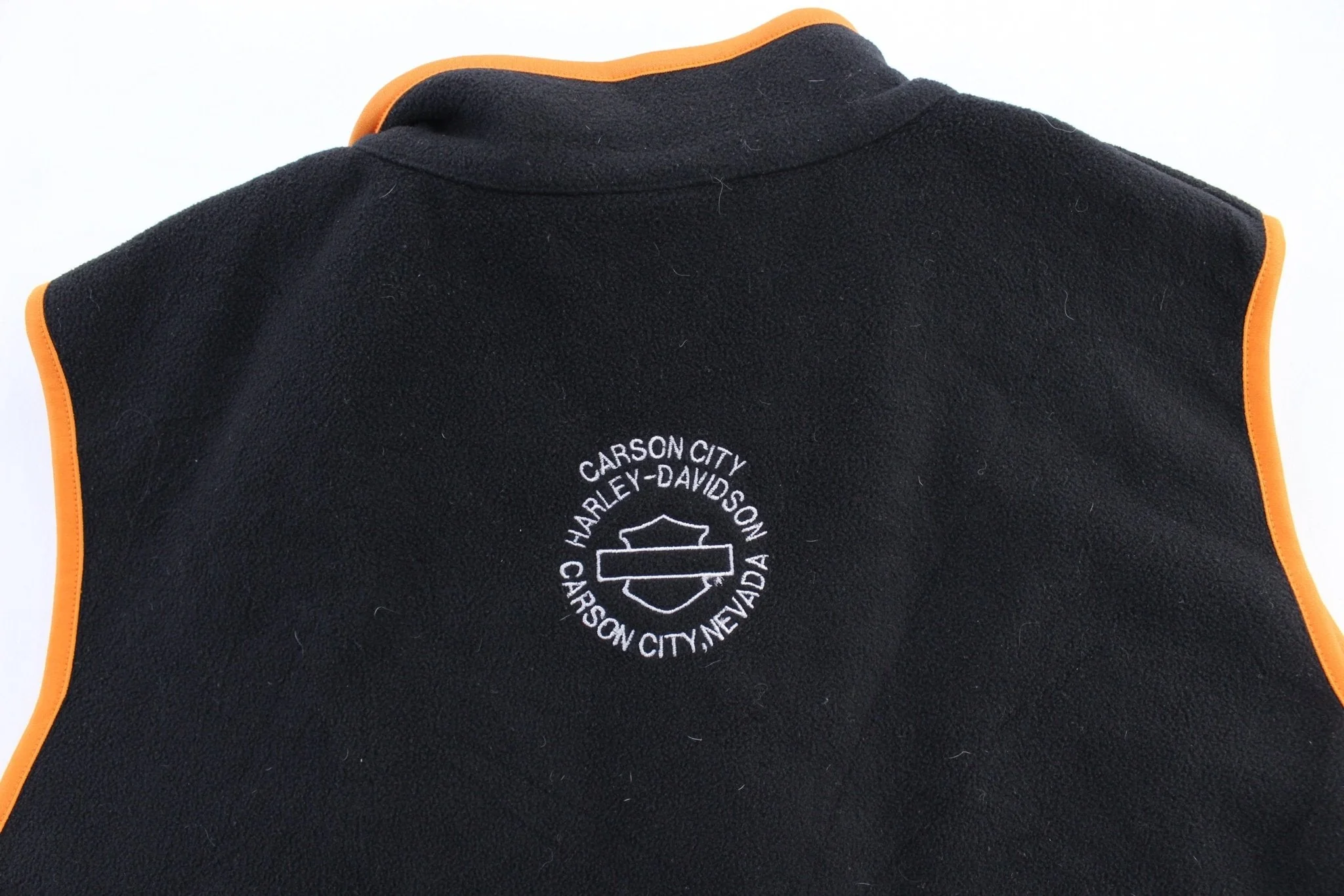Harley Davidson Motorcycles Carson City, Nevada Black Fleece Zip Up Vest - Image 4