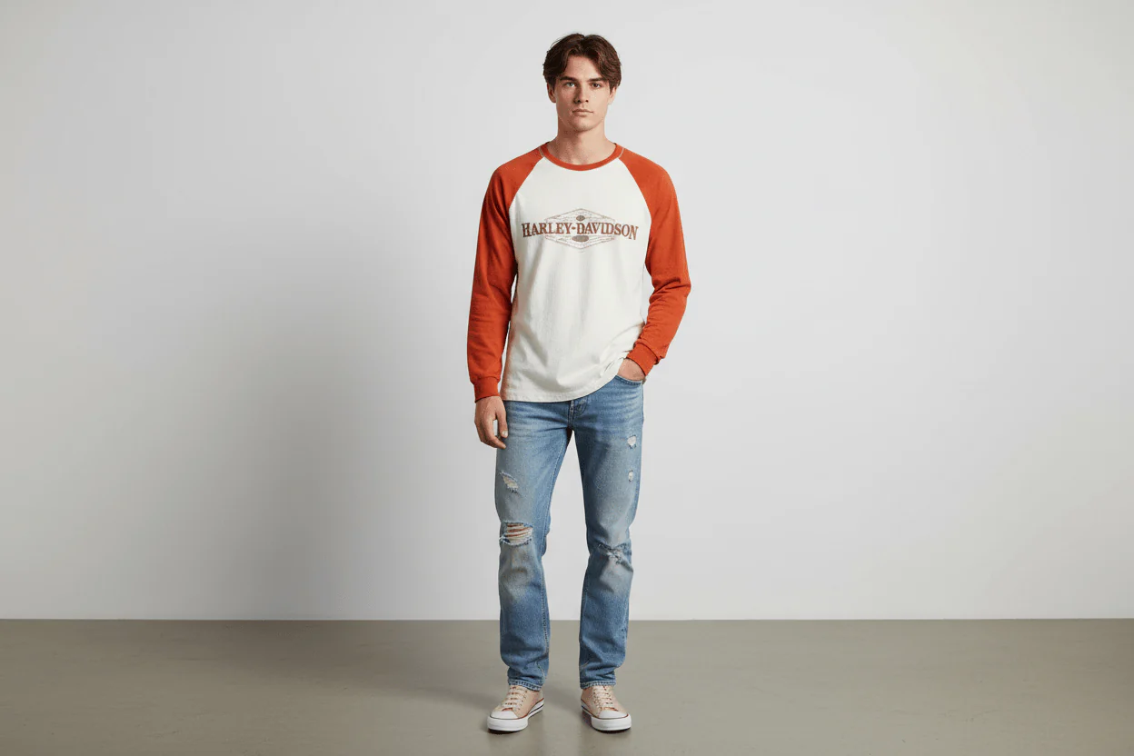 Harley Davidson Motorcycles Colorado Cream & Orange LS T-shirt