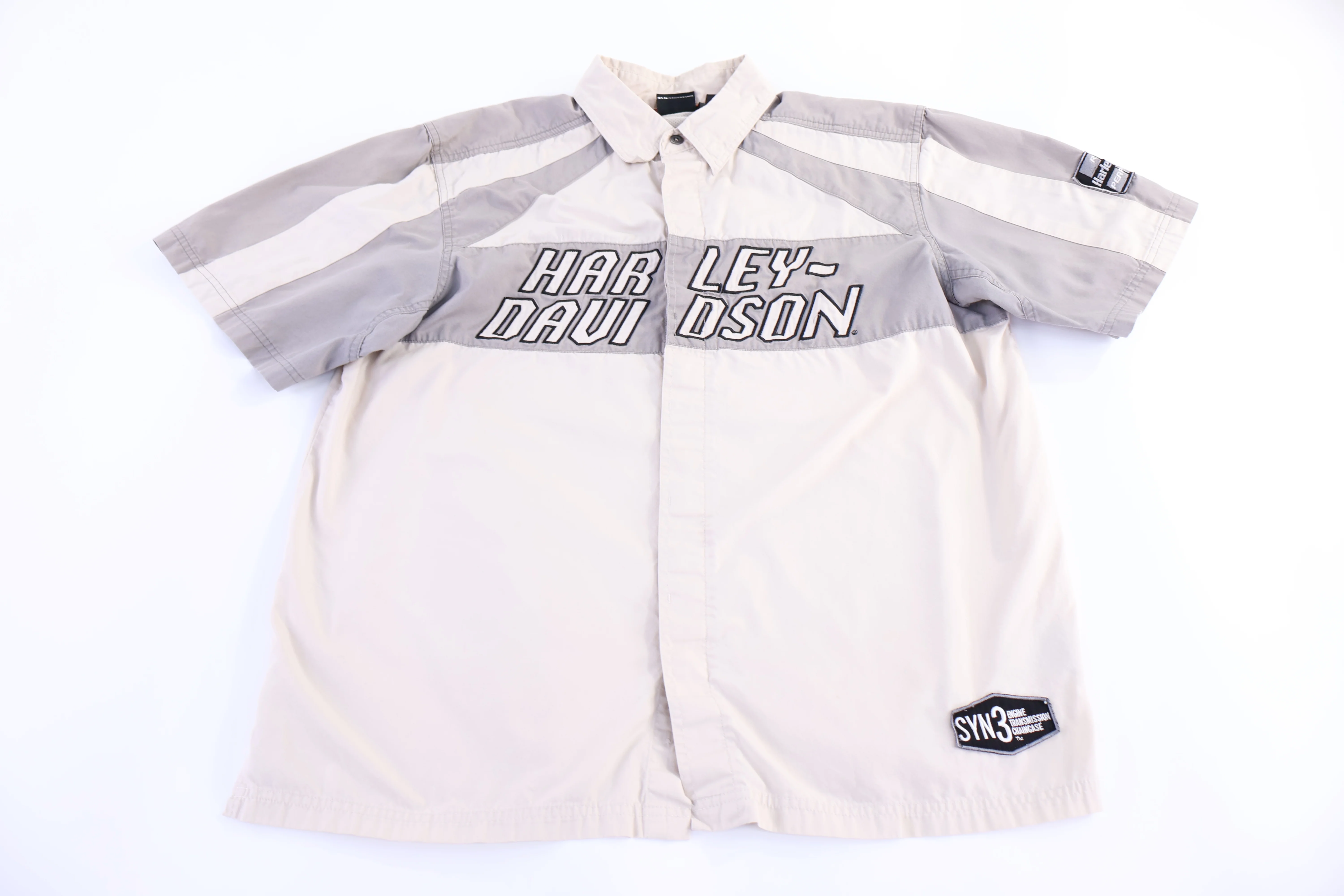 Harley Davidson Motorcycles Cream Button Down
