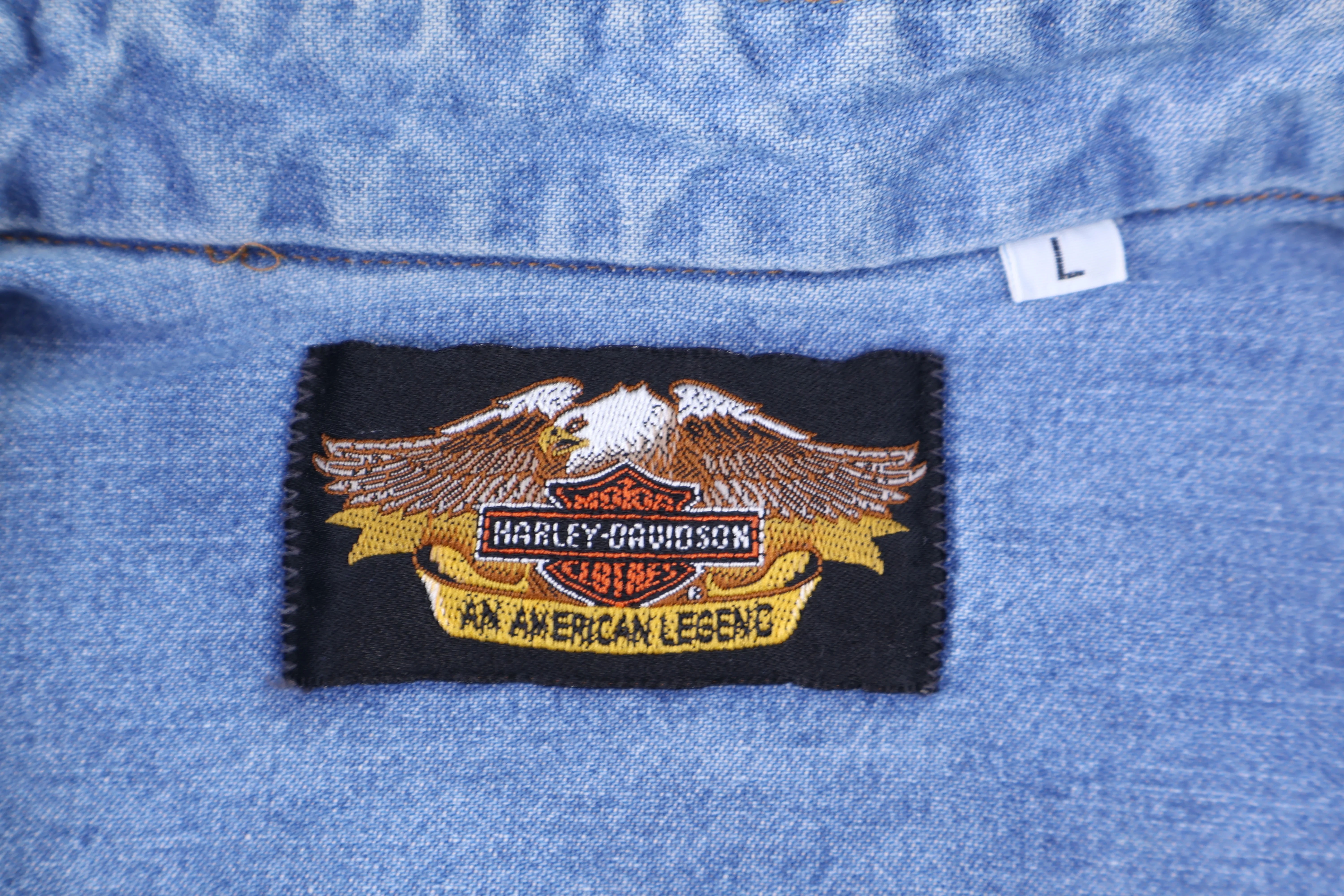 Harley Davidson Motorcycles Denim LS Button Down - Image 4