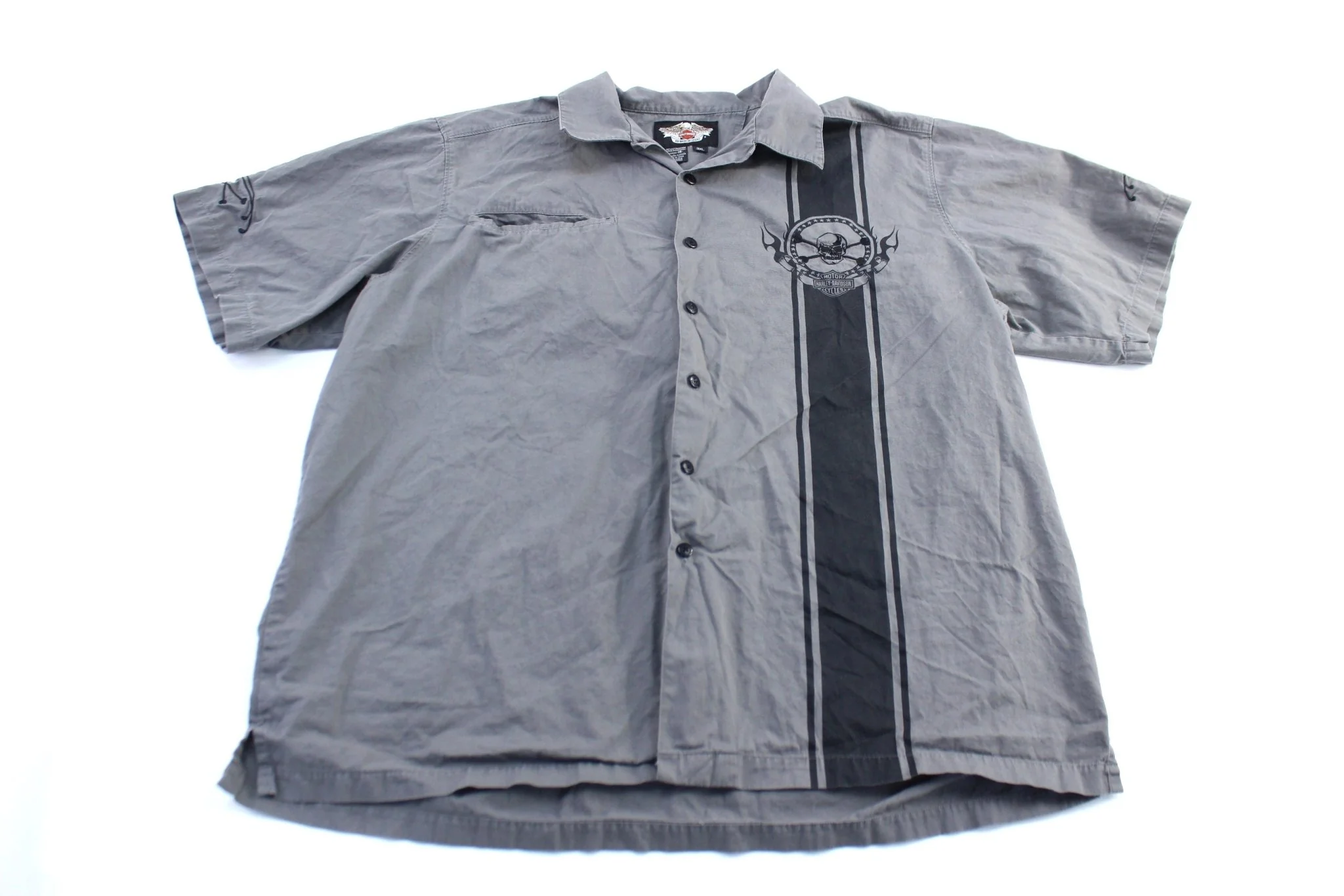 Harley Davidson Motorcycles Embroidered Biker Button Down Shirt