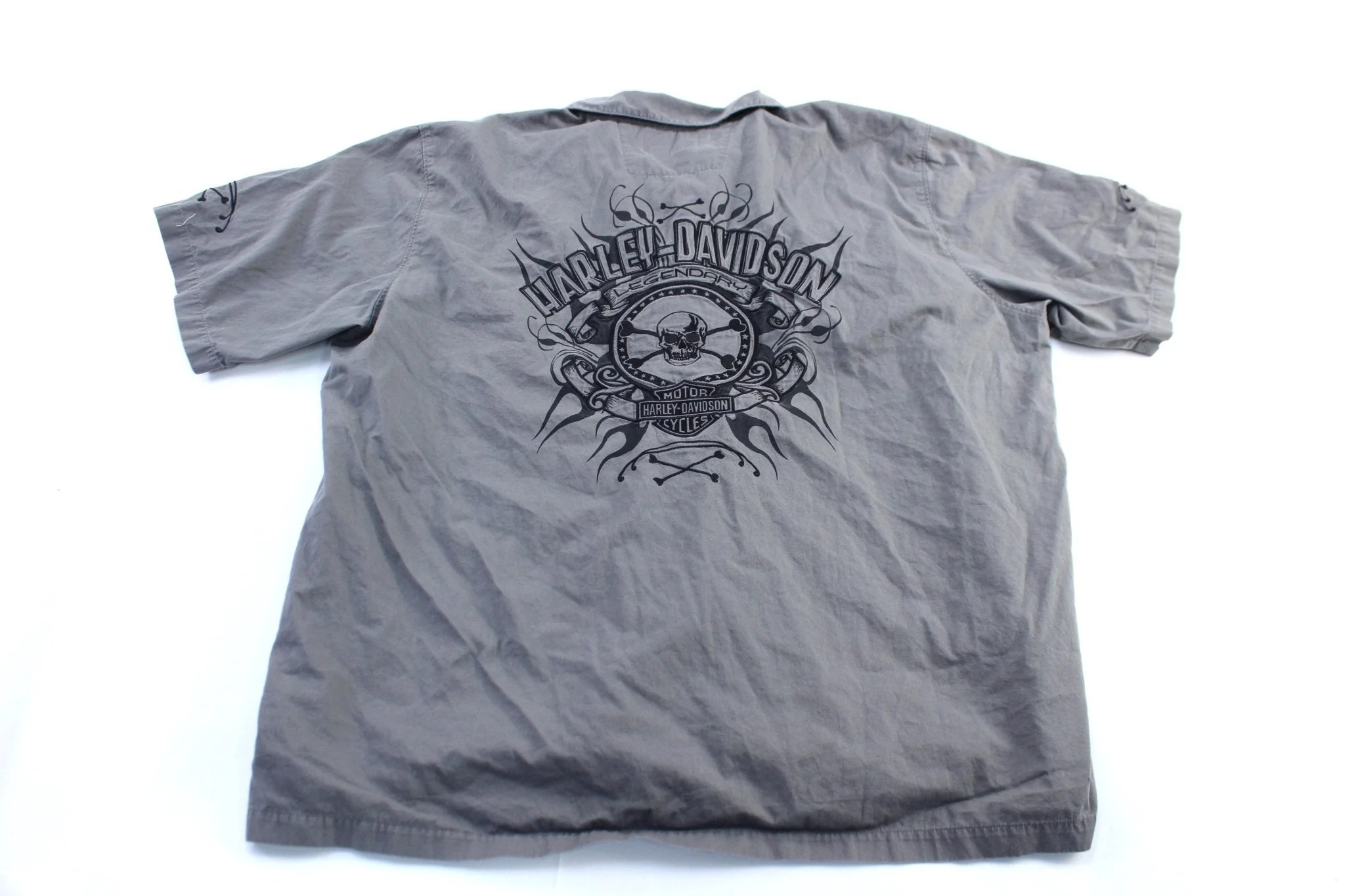Harley Davidson Motorcycles Embroidered Biker Button Down Shirt - Image 2