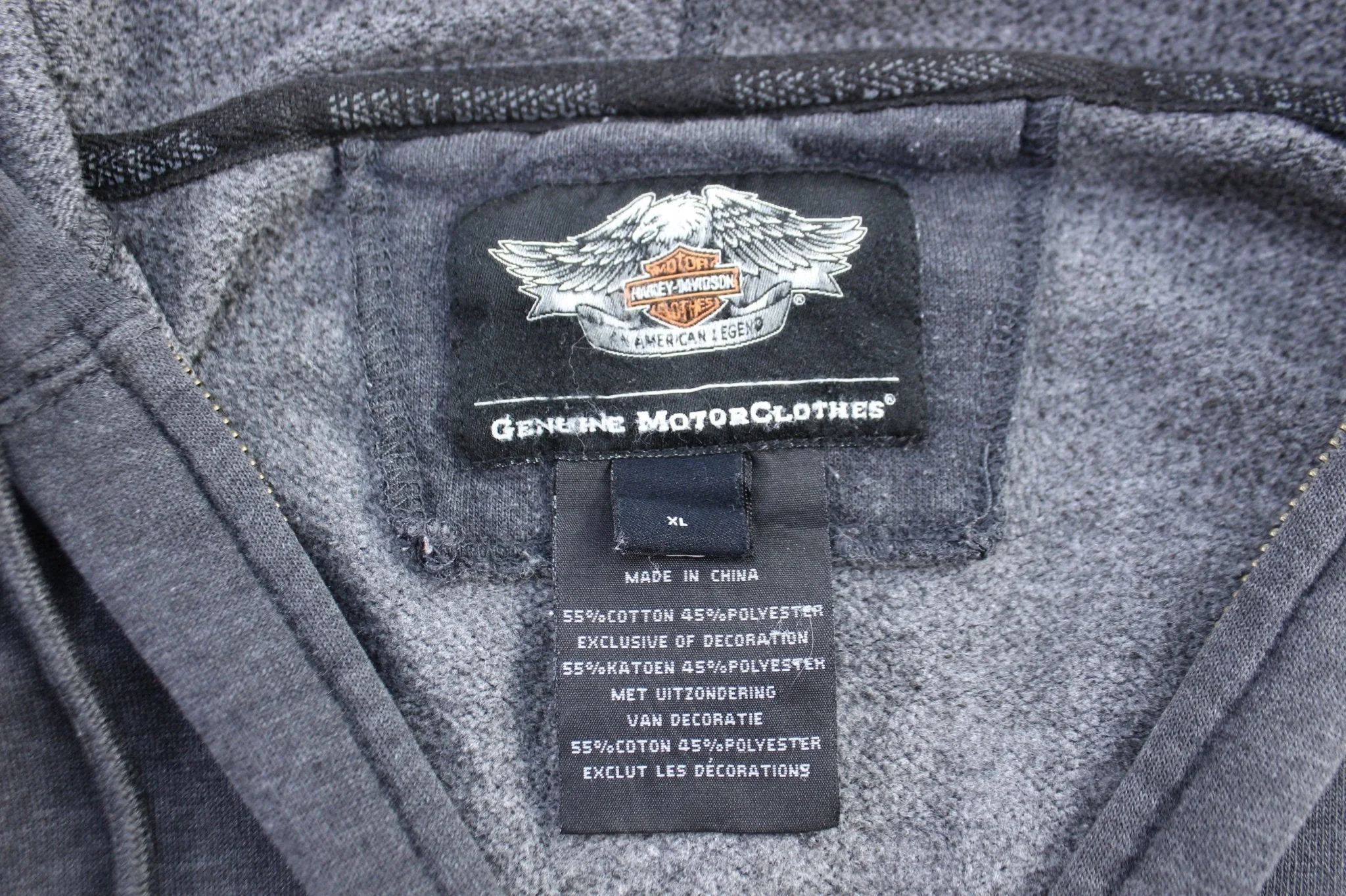 Harley Davidson Motorcycles Embroidered Skull Full Zip Hoodie - Image 3