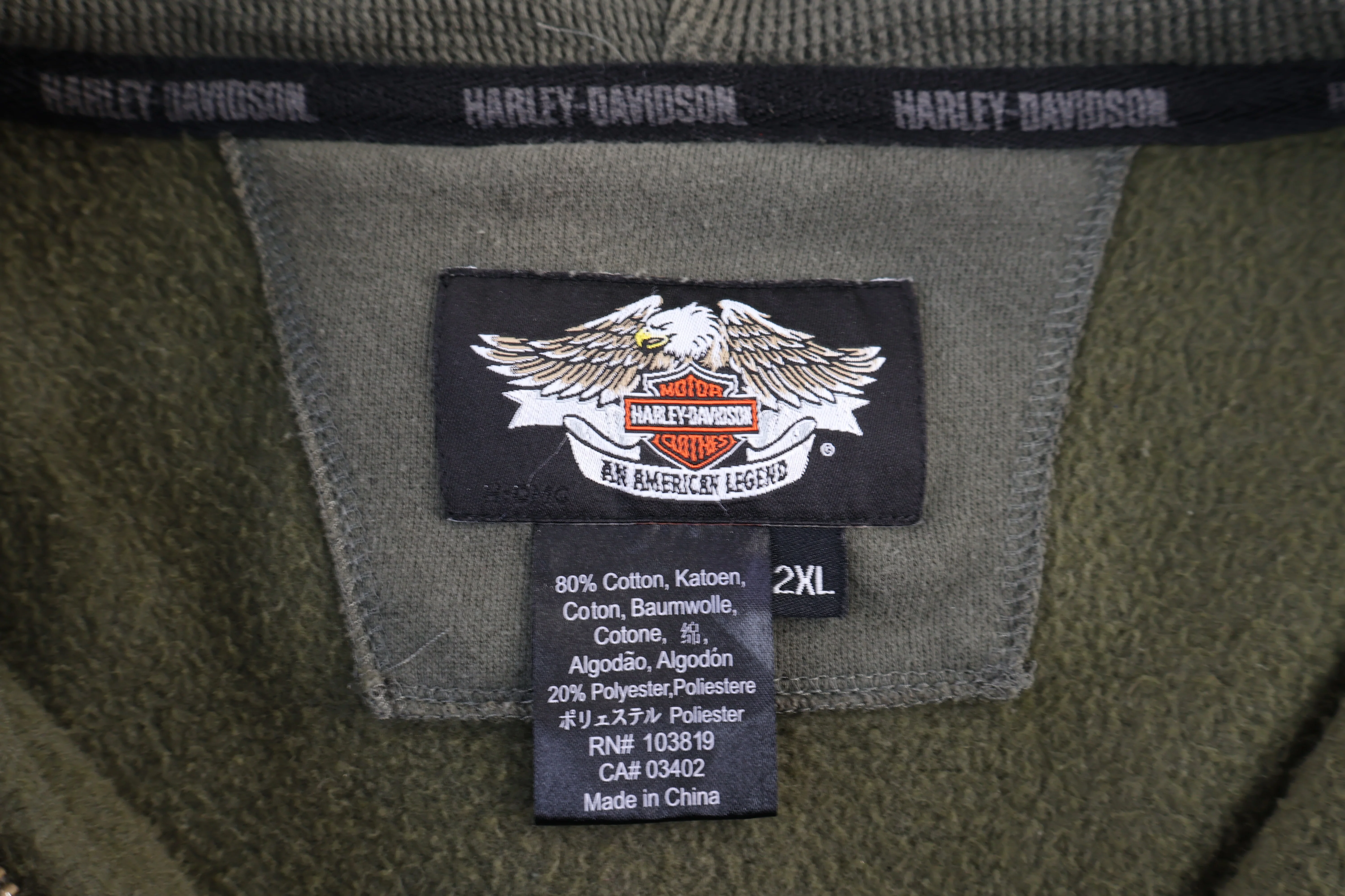 Harley Davidson Motorcycles Green Full Zip Hoodie - Image 3
