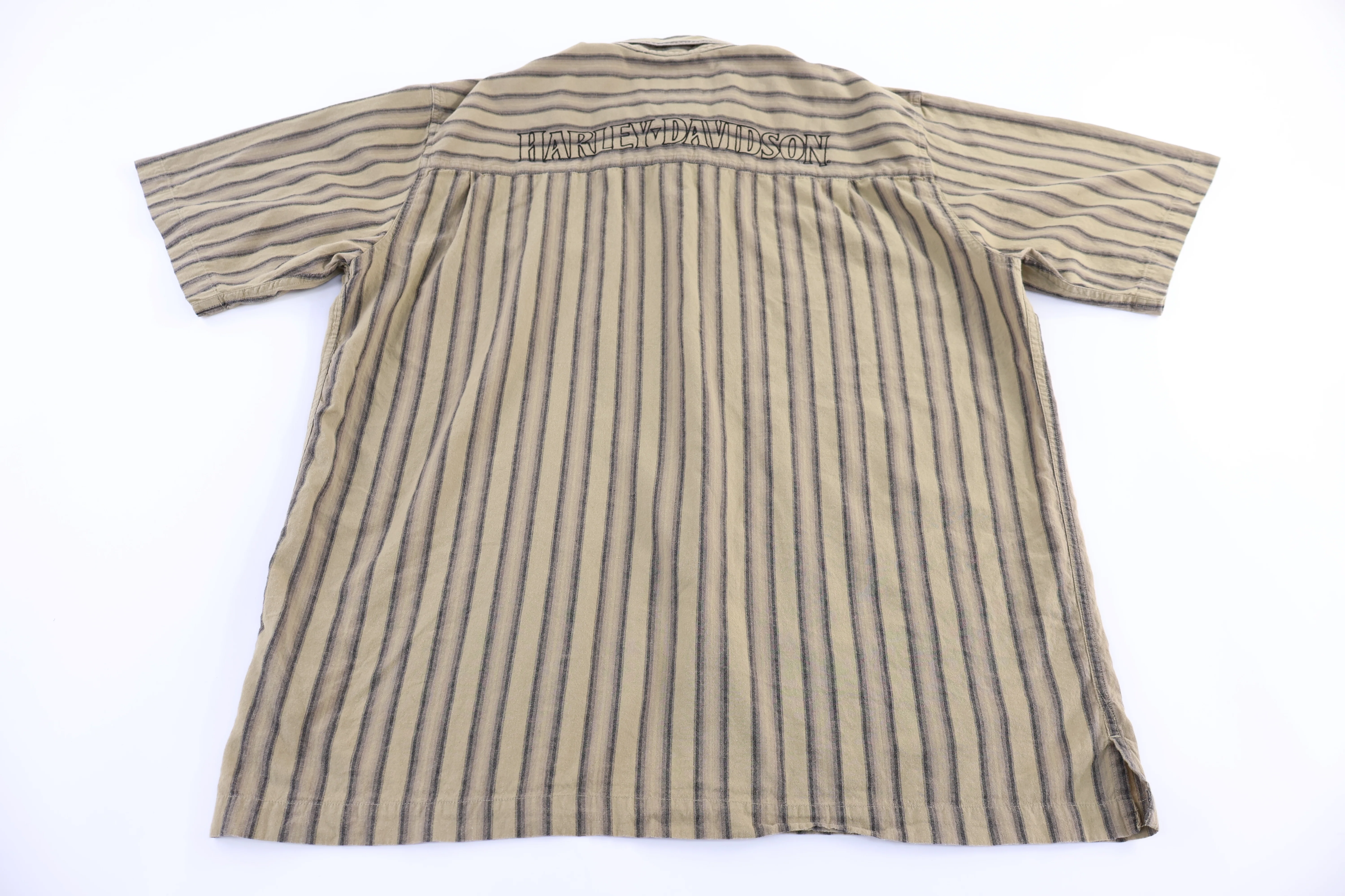 Harley Davidson Motorcycles Green & Grey Button Down - Image 2