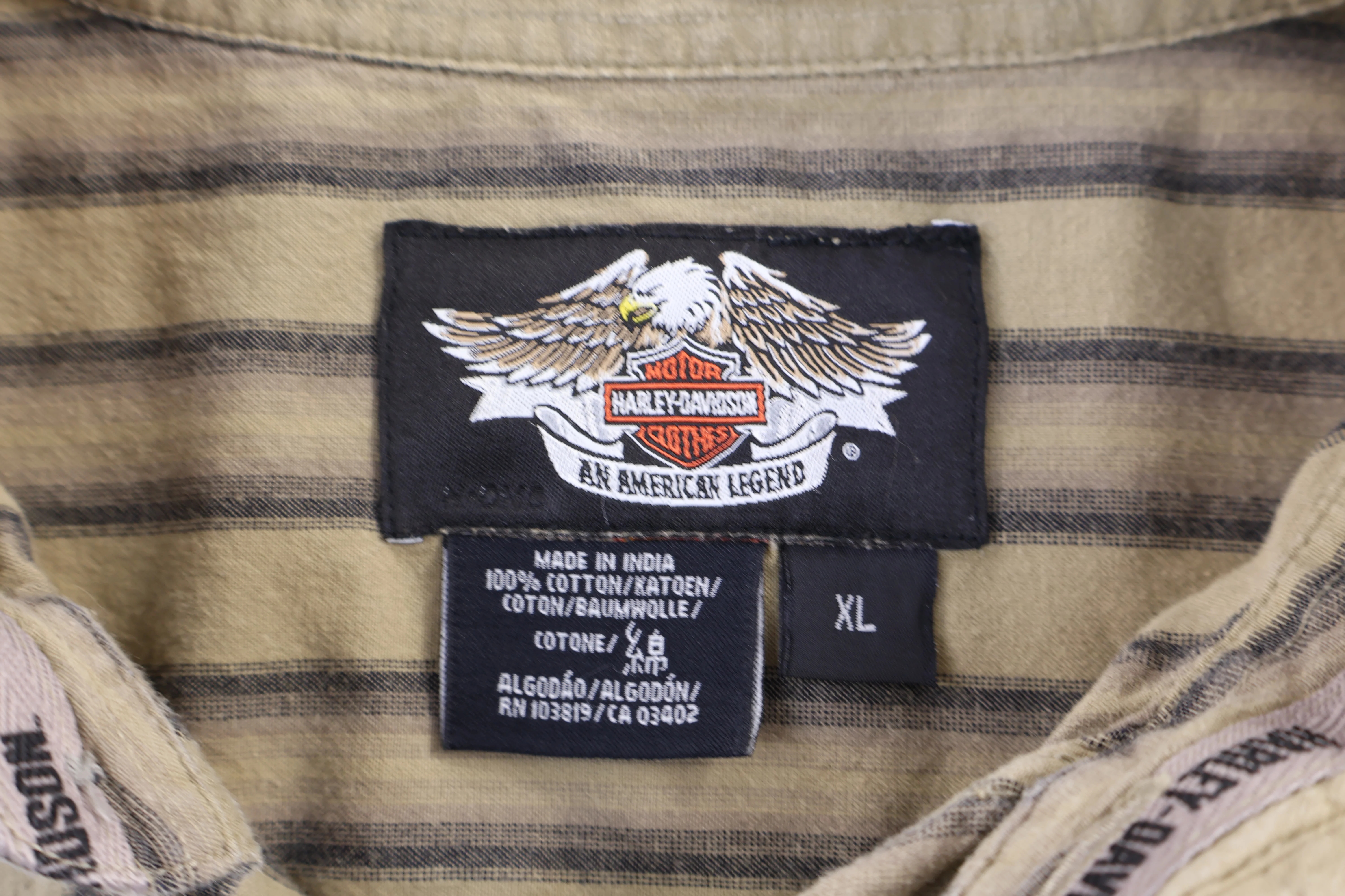 Harley Davidson Motorcycles Green & Grey Button Down - Image 3
