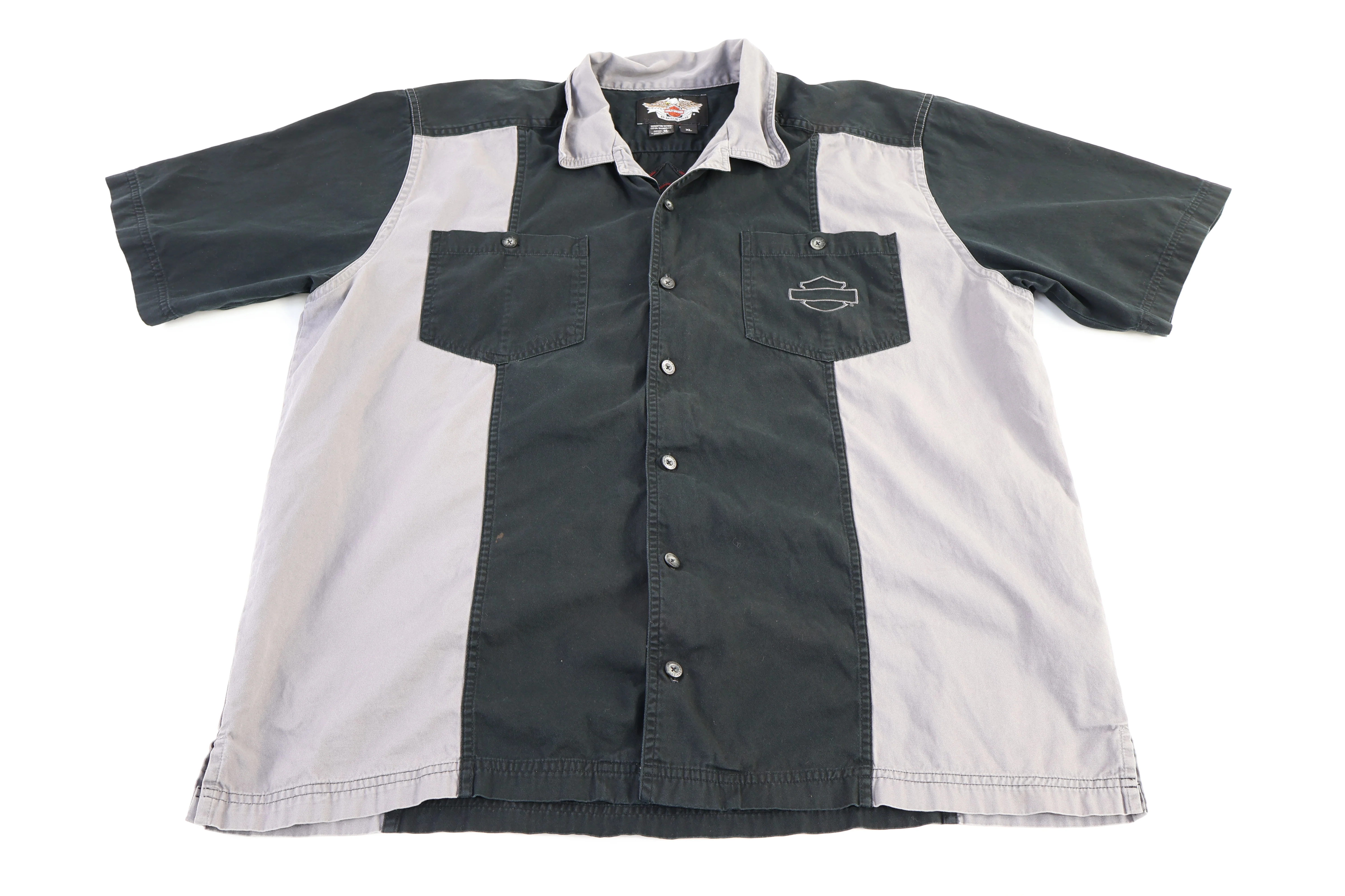 Harley Davidson Motorcycles Grey & Black Button Down
