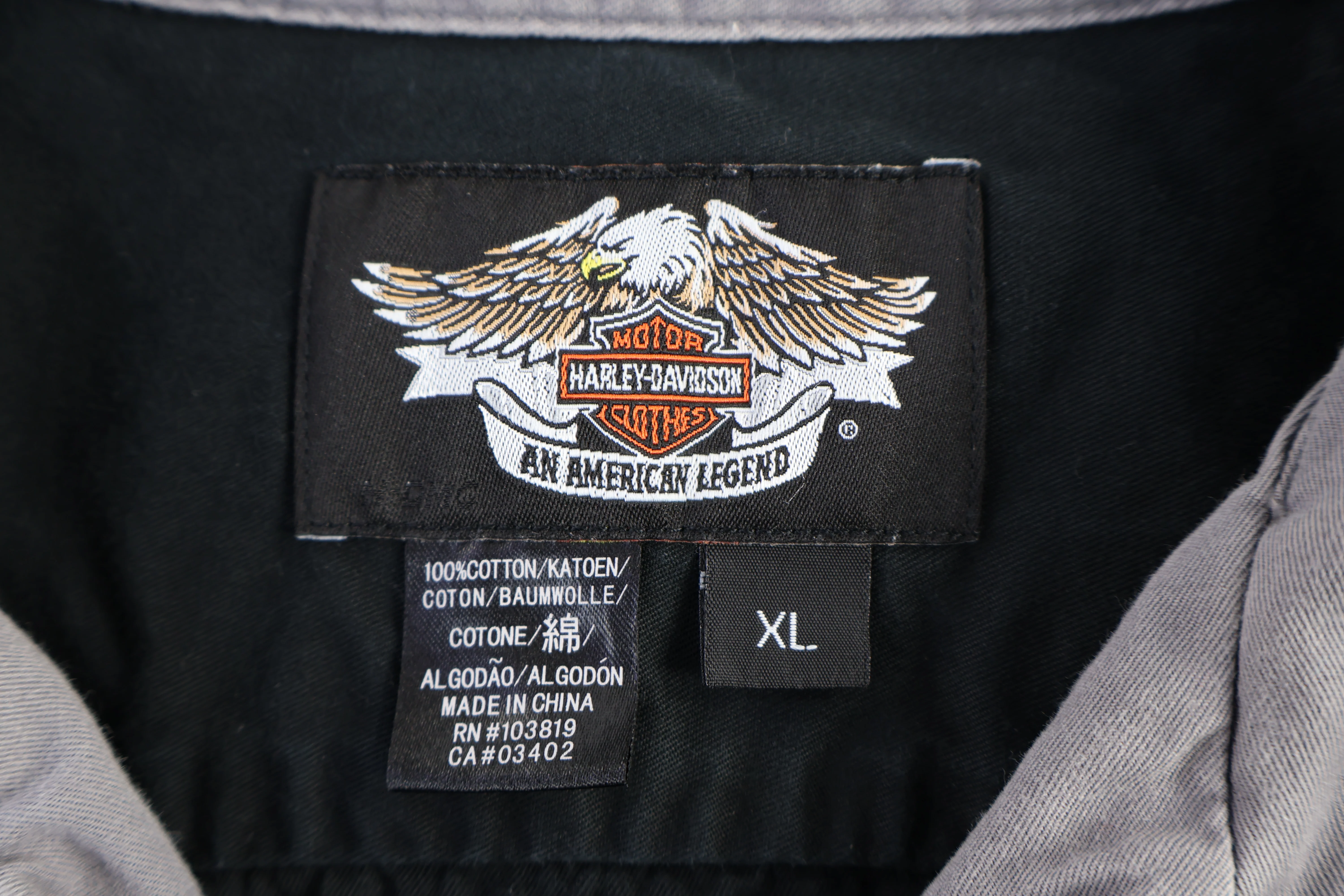 Harley Davidson Motorcycles Grey & Black Button Down - Image 4