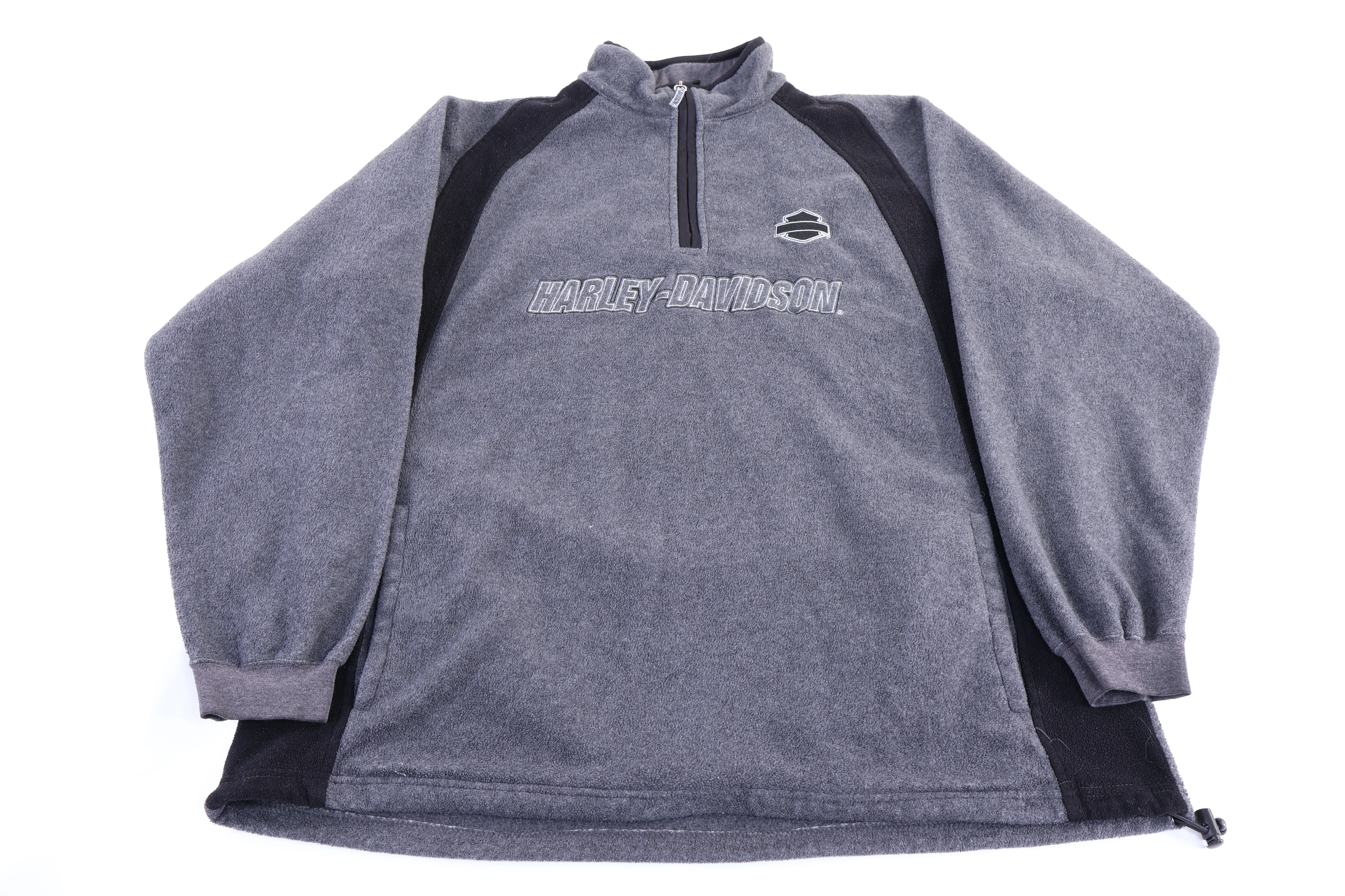 Harley Davidson Motorcycles Grey Quarter Zip Fleece Pullover