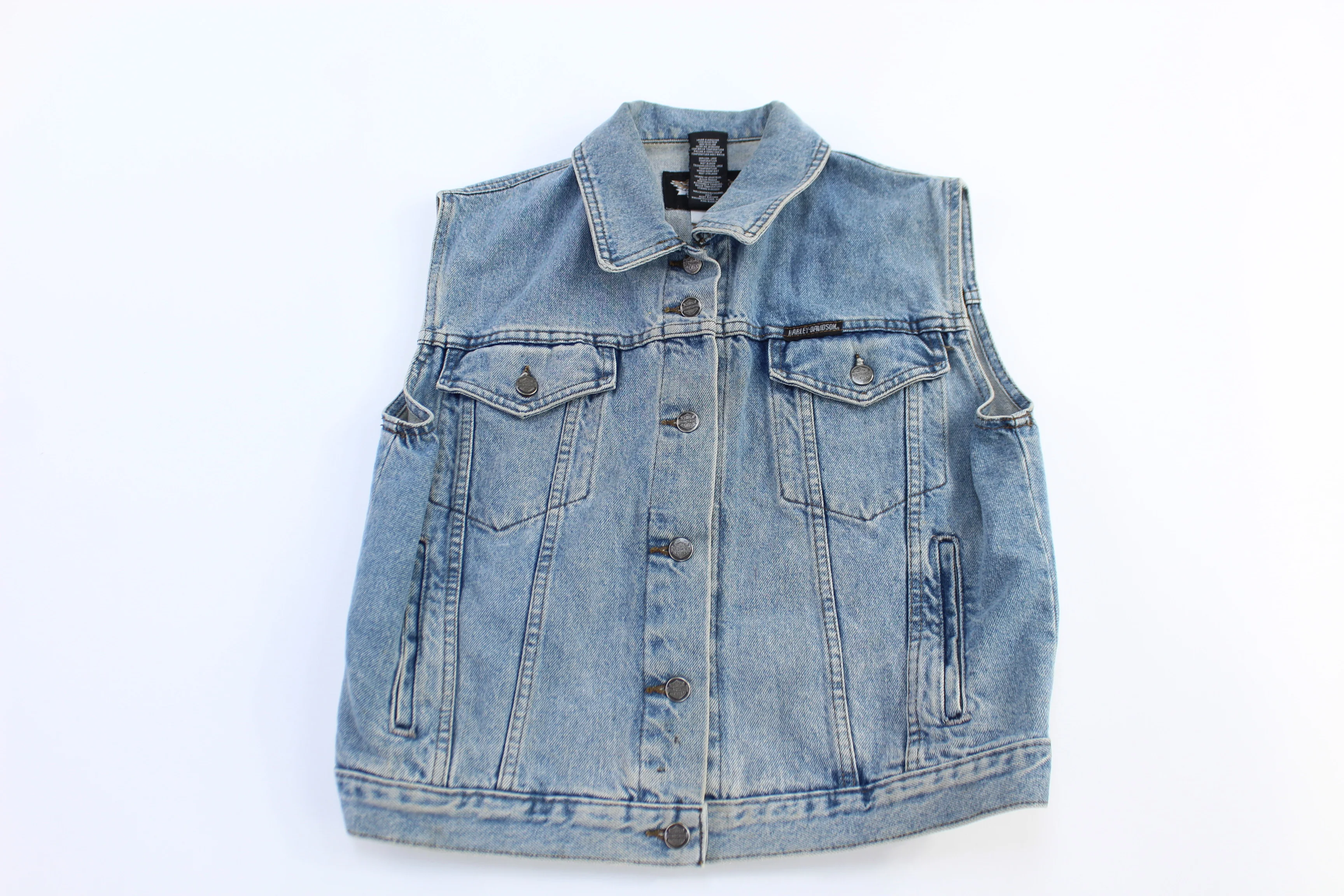 Harley Davidson Motorcycles Light Wash Denim Vest
