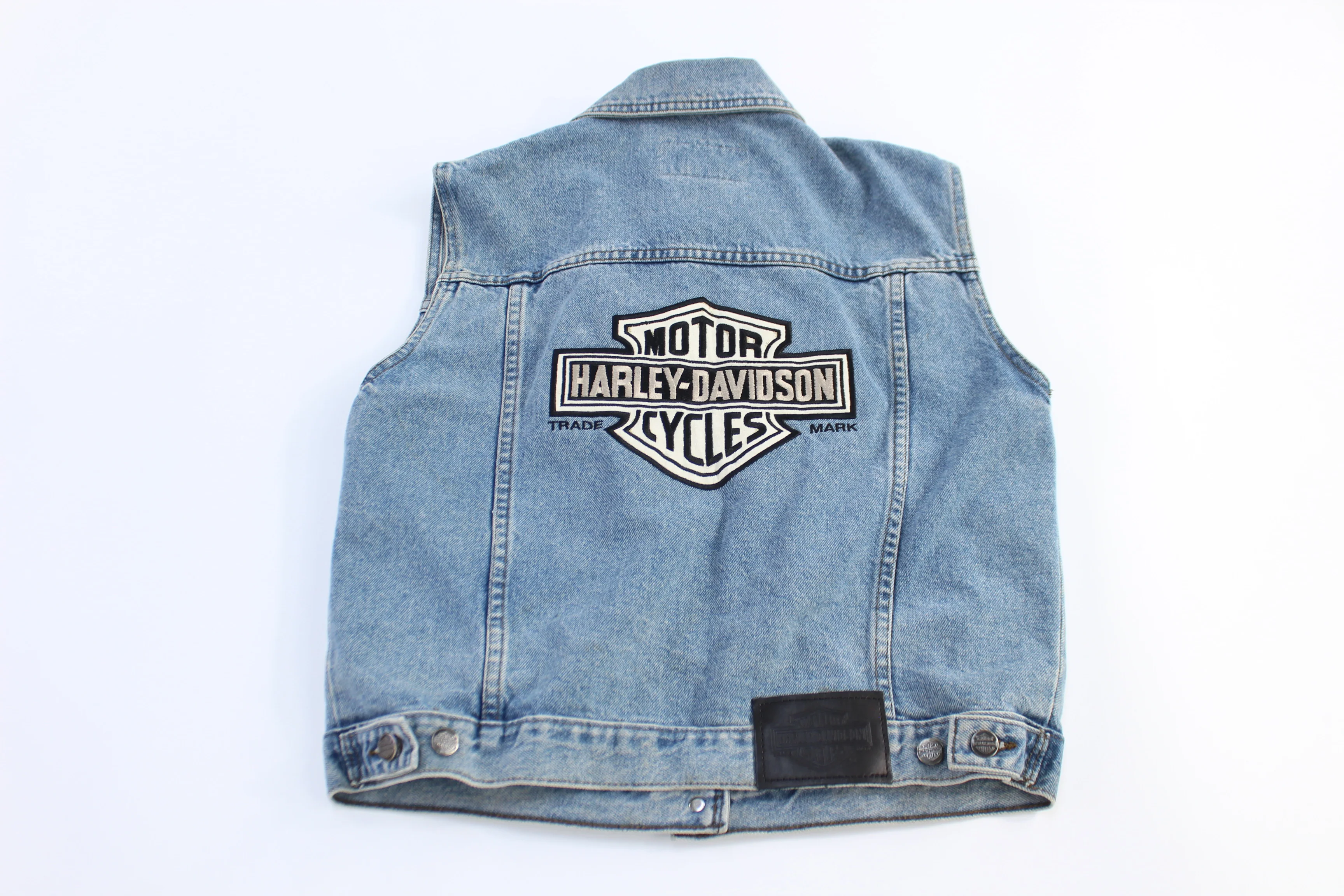 Harley Davidson Motorcycles Light Wash Denim Vest - Image 2