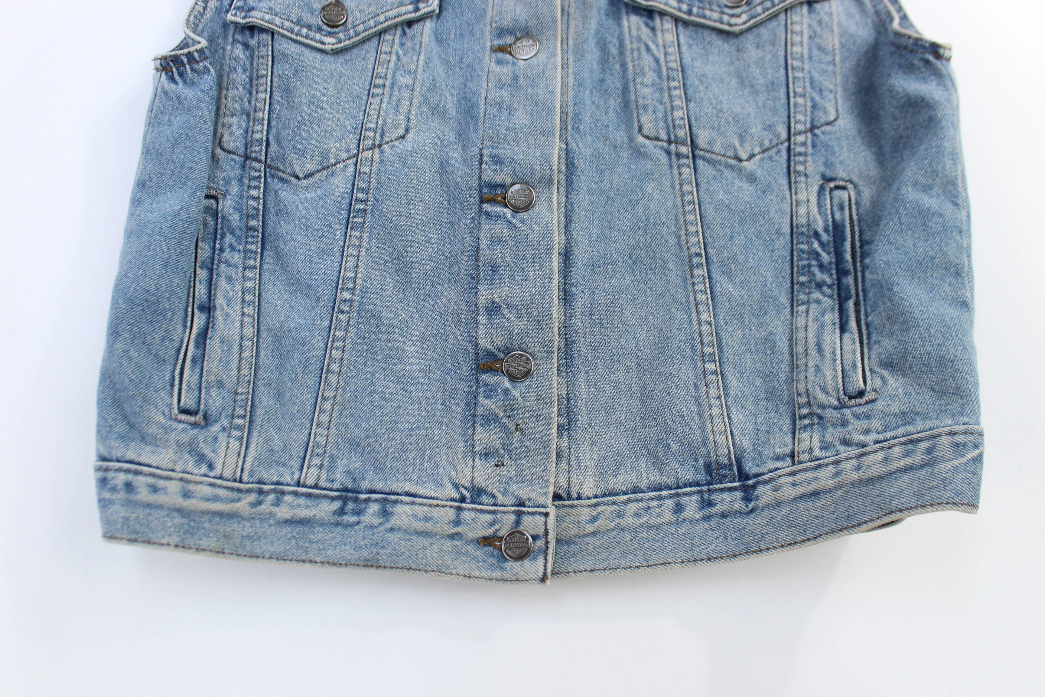 Harley Davidson Motorcycles Light Wash Denim Vest - Image 3