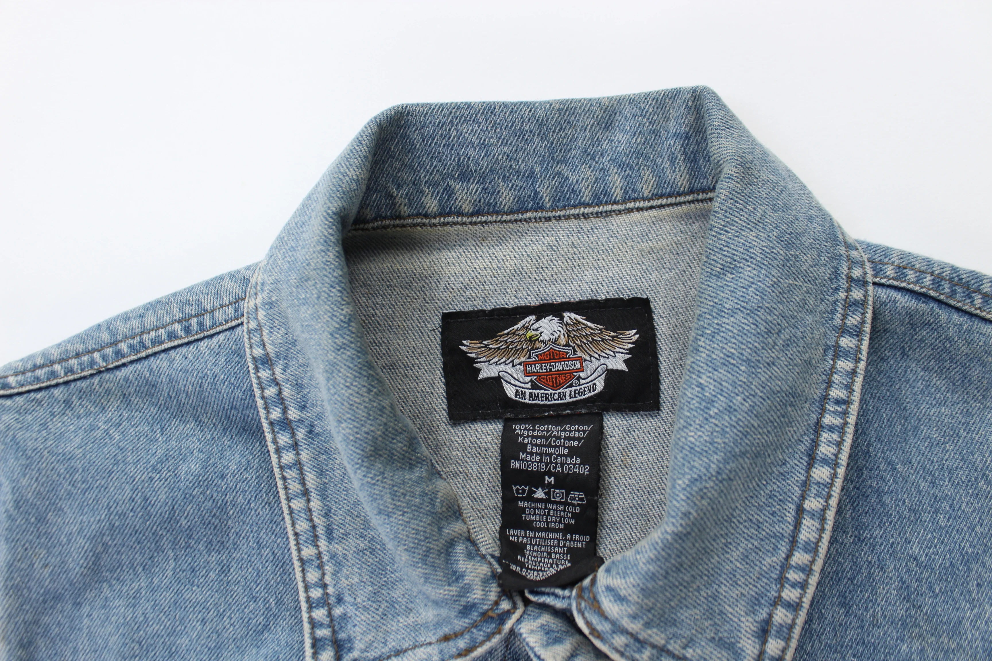 Harley Davidson Motorcycles Light Wash Denim Vest - Image 4