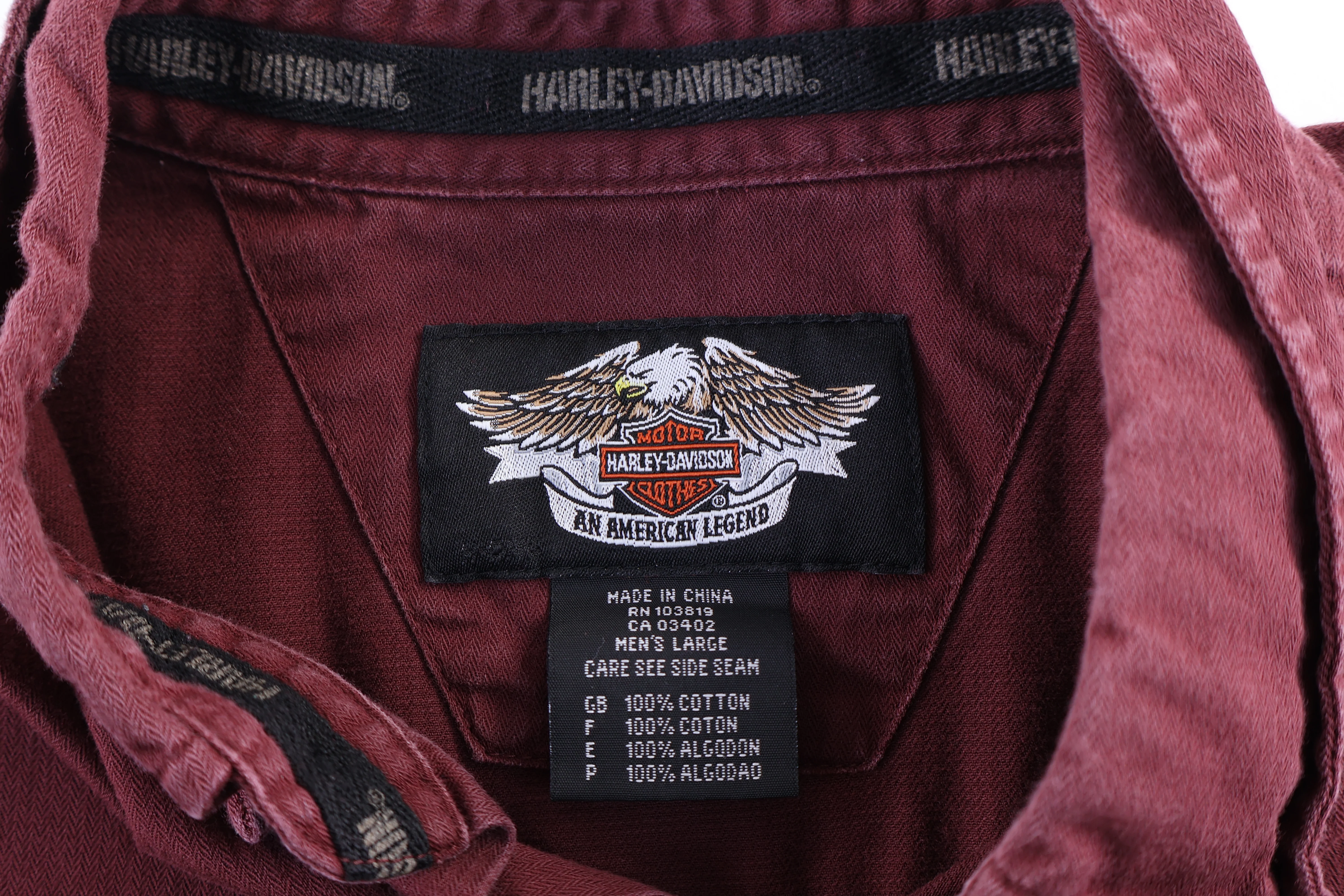 Harley Davidson Motorcycles Maroon Button Down - Image 3
