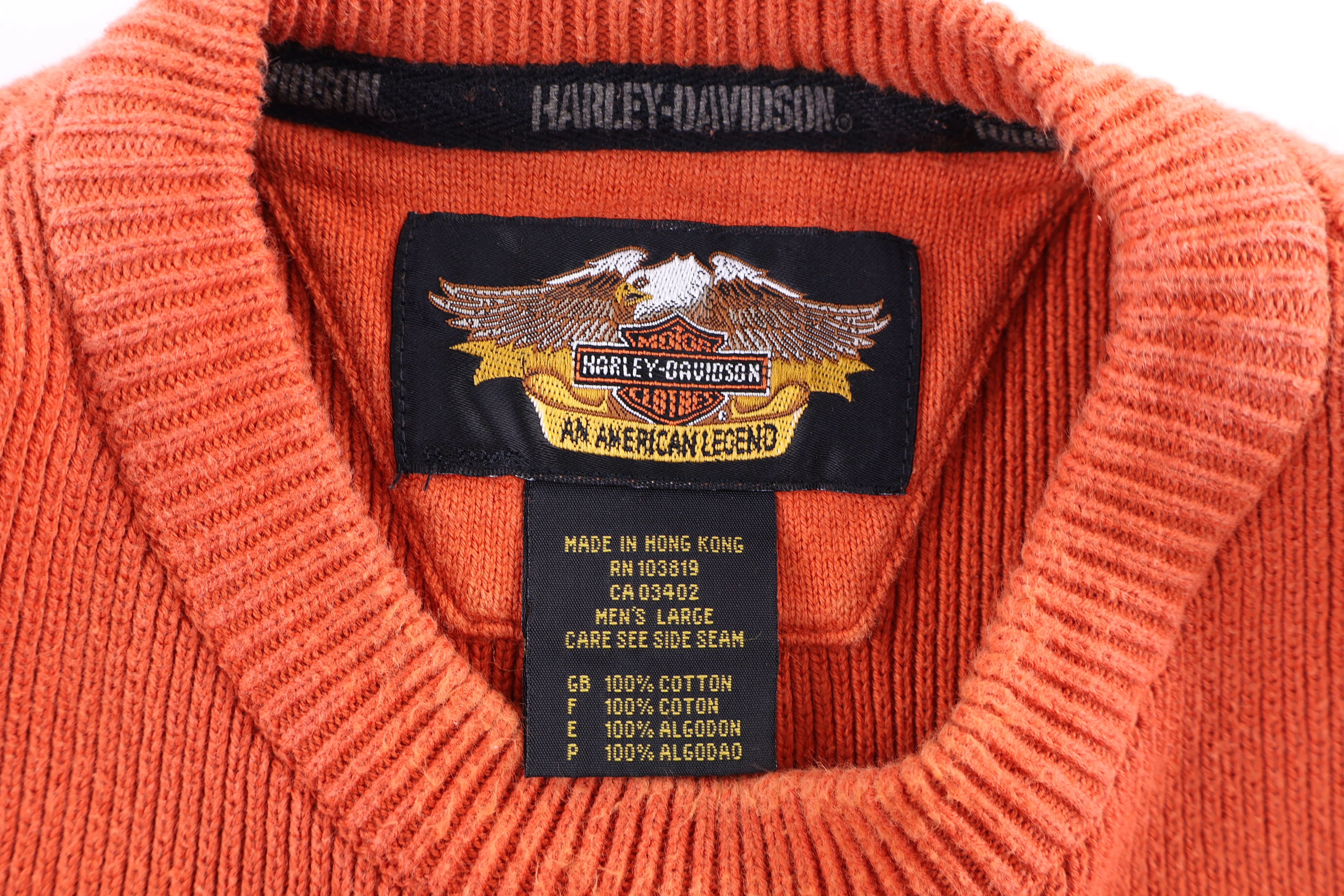 Harley Davidson Motorcycles Orange Knit Sweater - Image 3