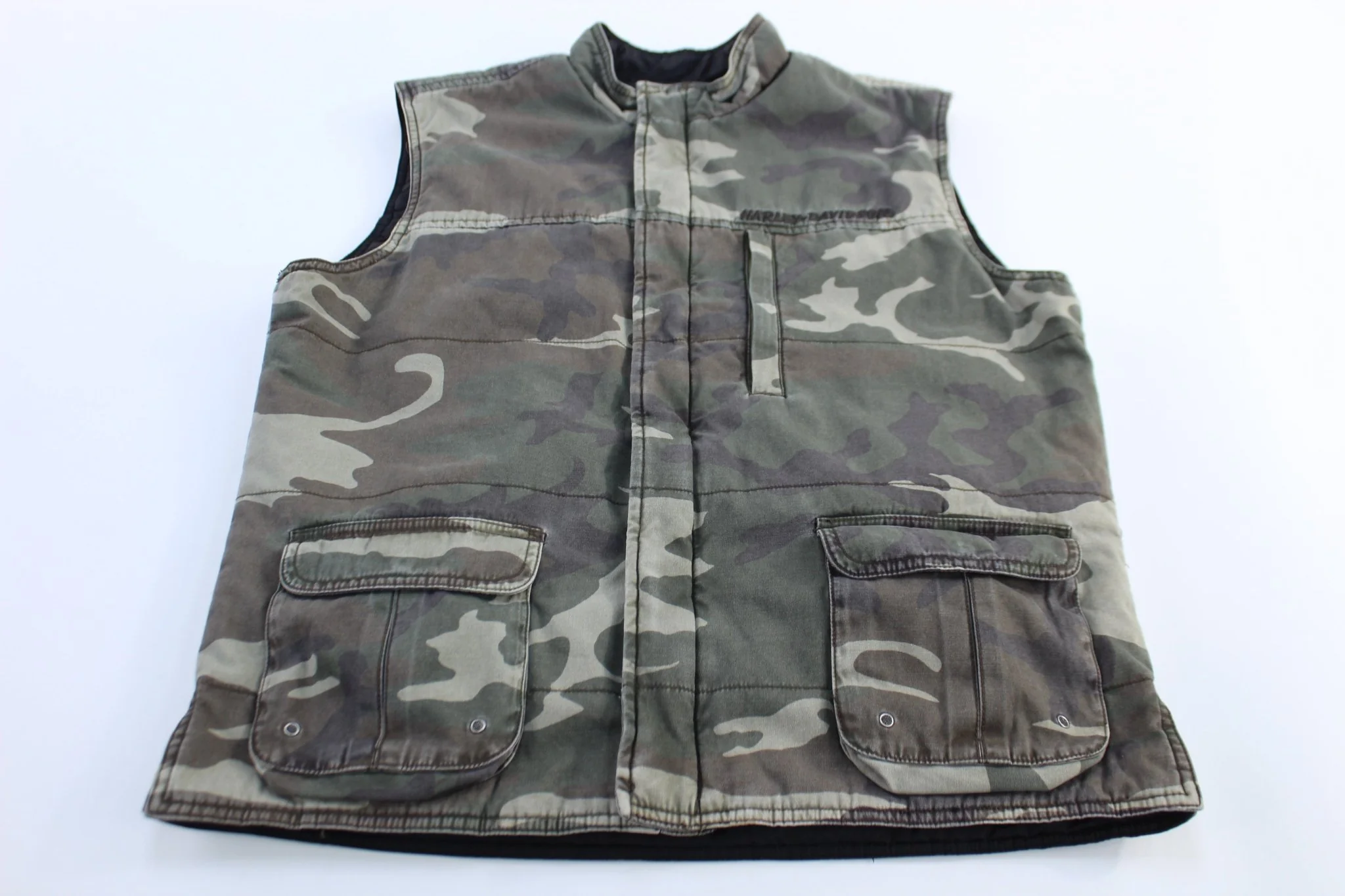 Harley Davidson Motorcycles Reversible Camo Zip Up Vest
