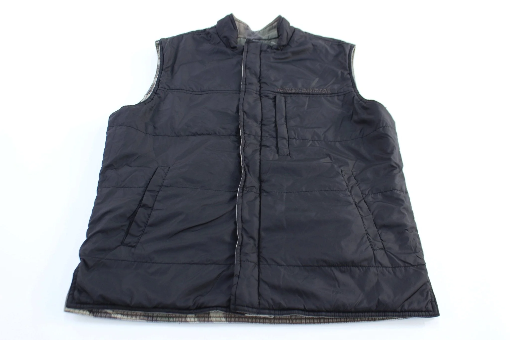 Harley Davidson Motorcycles Reversible Camo Zip Up Vest - Image 3