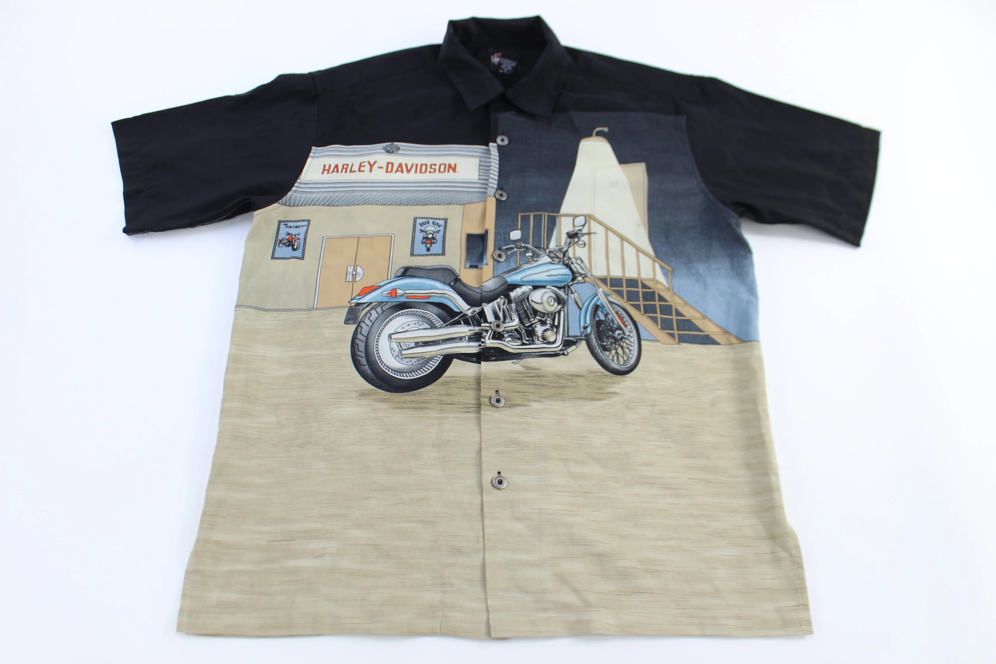 Harley Davidson Motorcycles Road King All Over Graphic Button Down
