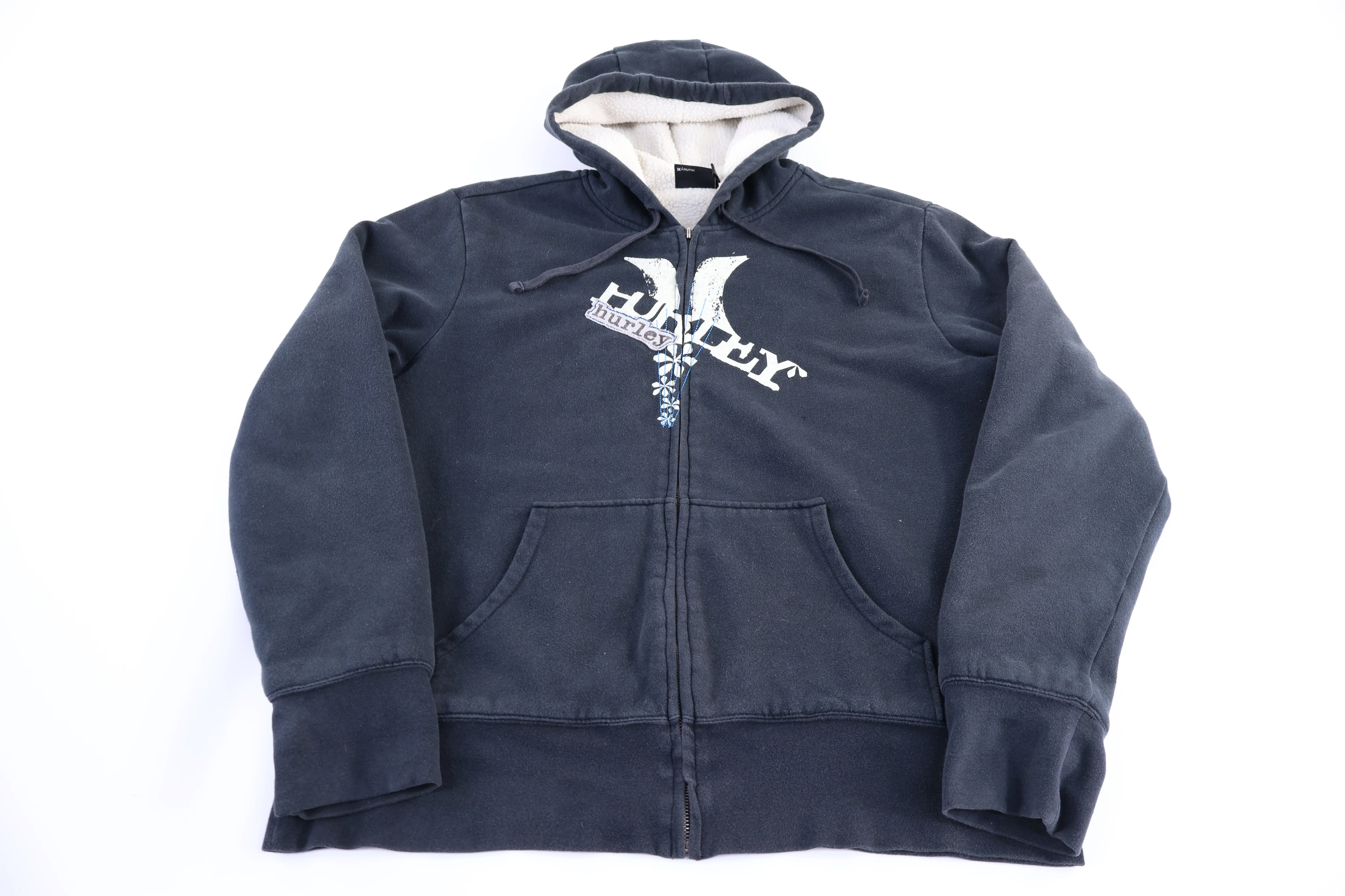 Y2K Hurley Sherpa Lined Full Zip Hoodie