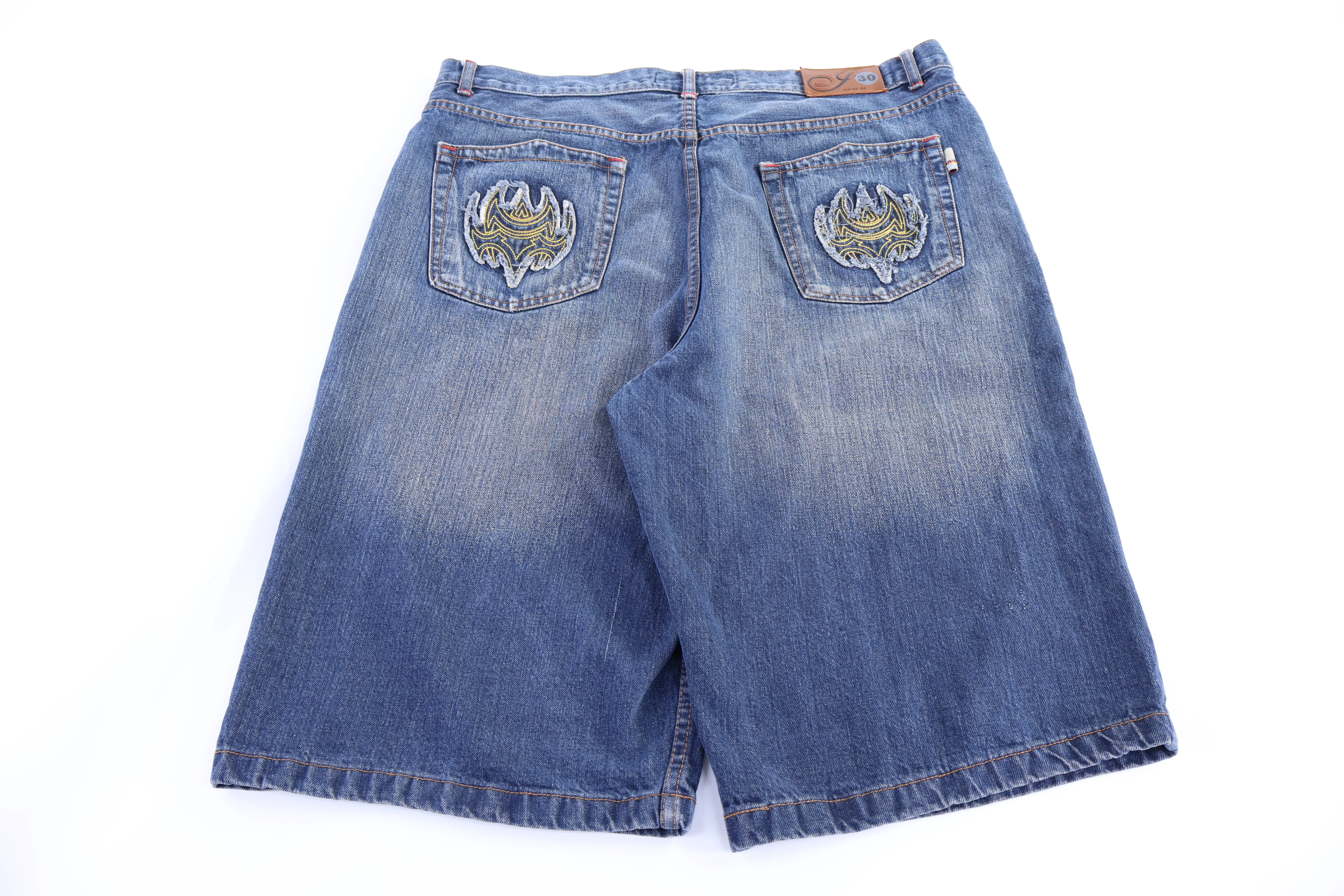 Indigo Medium Wash Baggy Denim Shorts