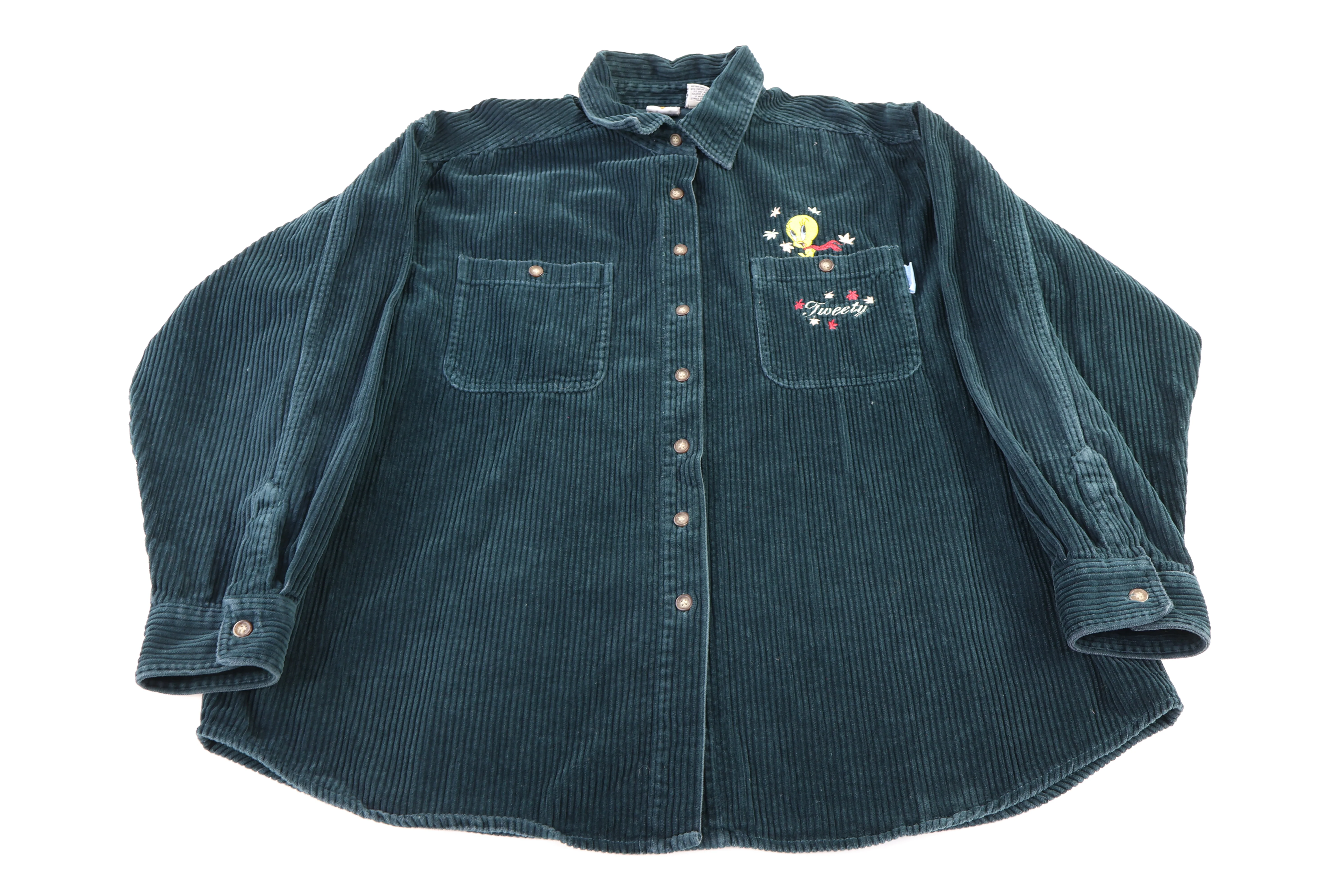 Looney Tunes Green Corduroy LS Button Down