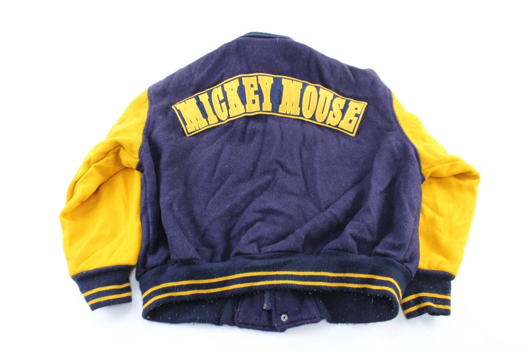 Mickey Mouse Embroidered Navy Blue & Yellow Varsity Jacket - Image 2