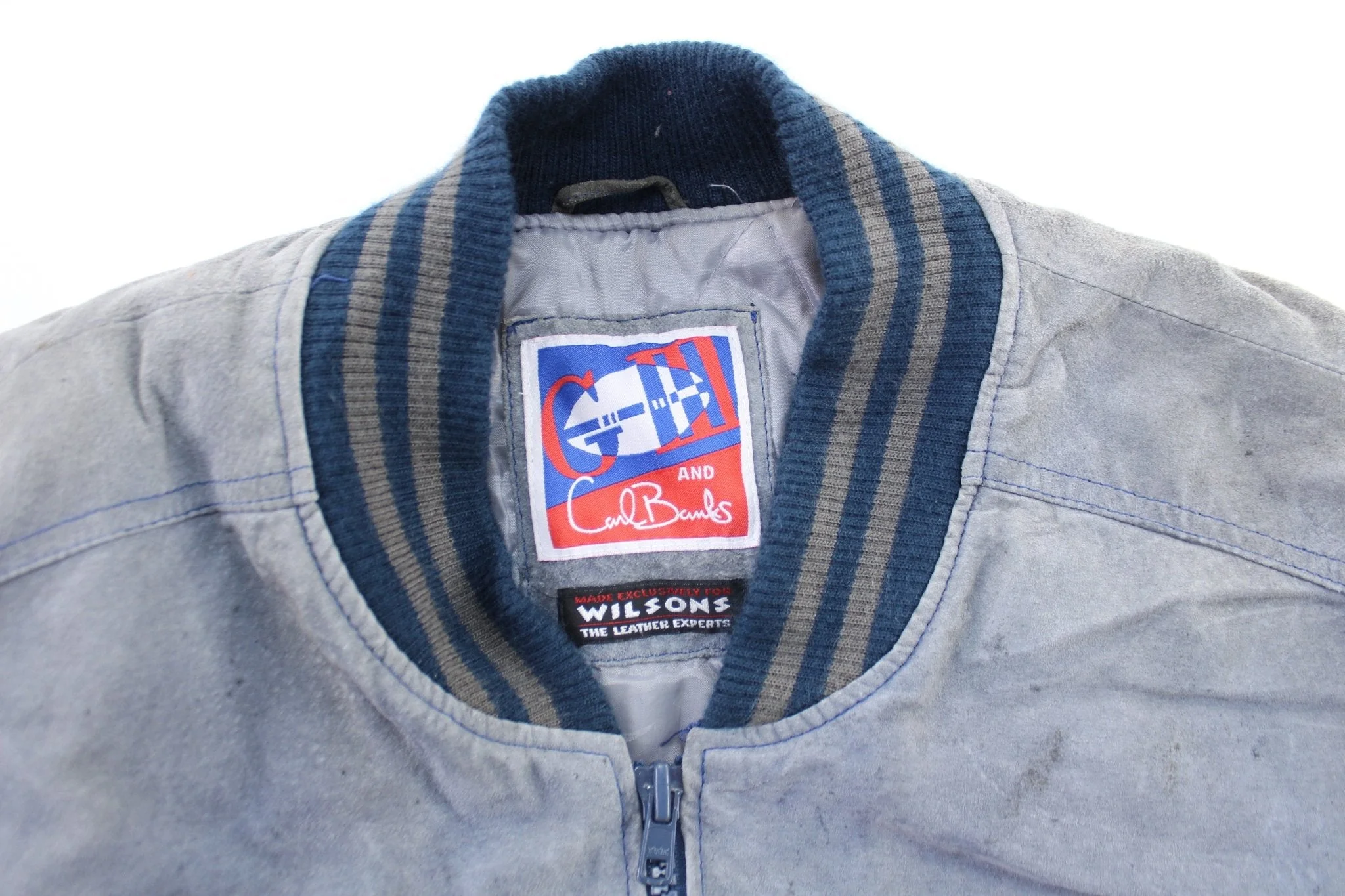 New England Patriots Embroidered Suede Zip Up Jacket - Image 3