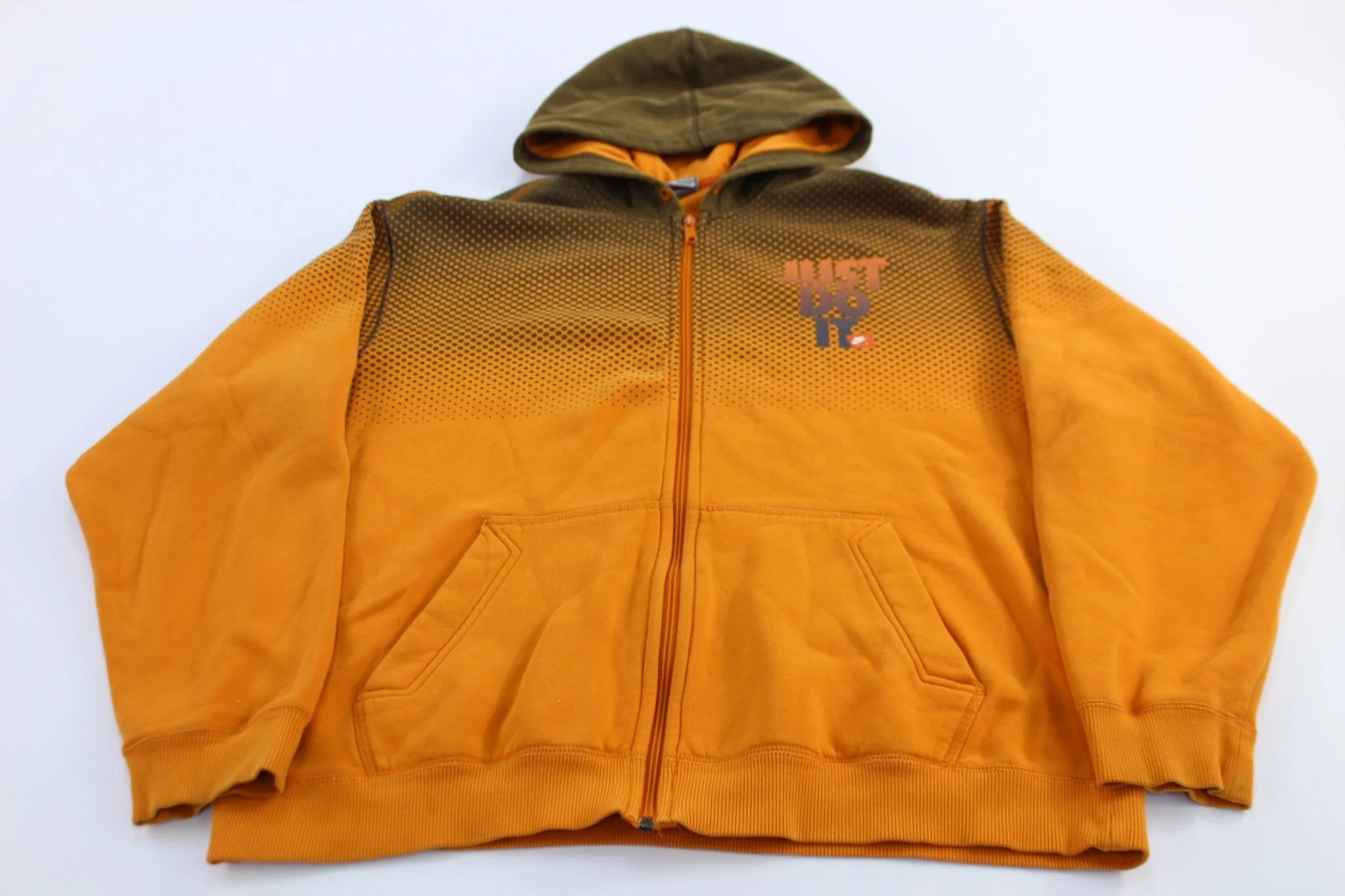 Nike Air Just Do It Logo Orange Full Zip Hoodie