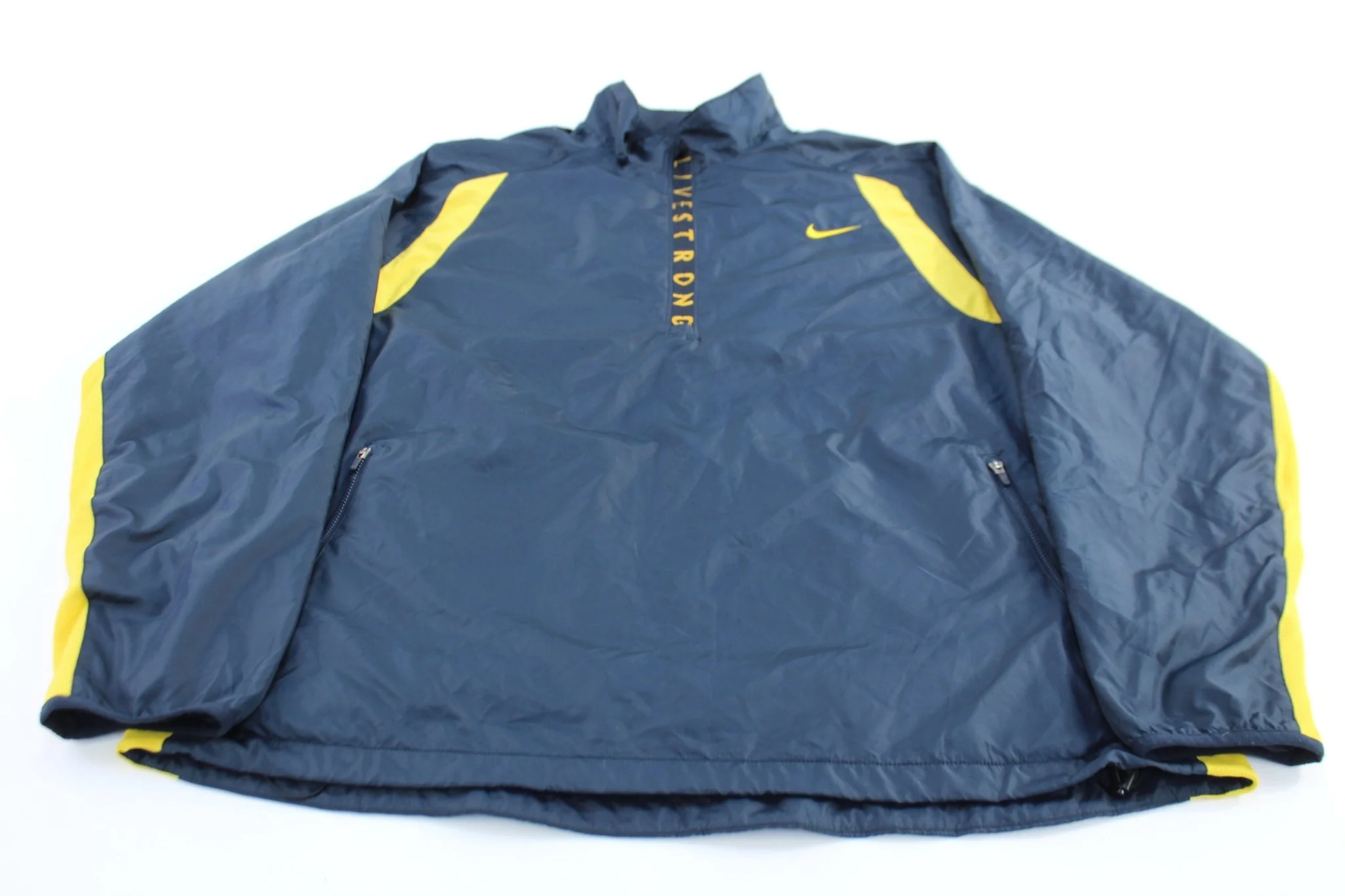 Nike Embroidered Logo Blue & Yellow Livestrong Half Zip Jacket