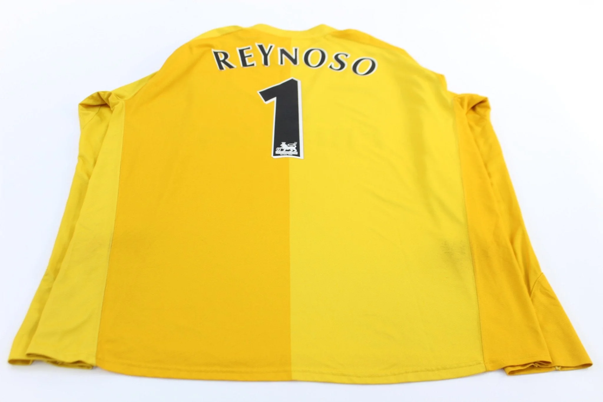 Nike Embroidered Swoosh Logo Arsenal #1 Reynoso Yellow LS Soccer Jersey - Image 2