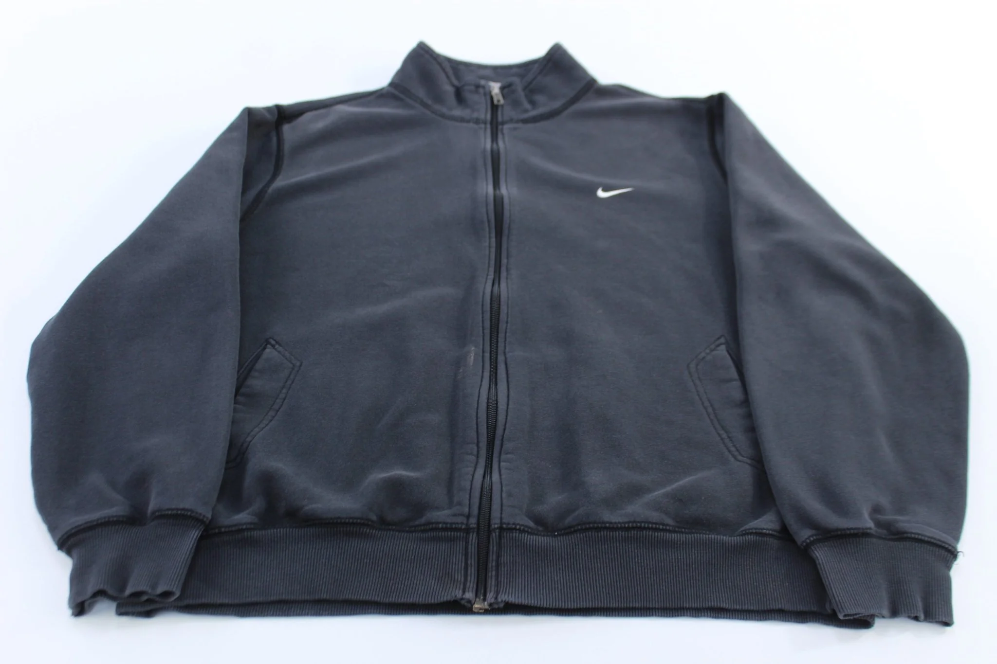 Nike Embroidered Swoosh Logo Black Zip Up Jacket
