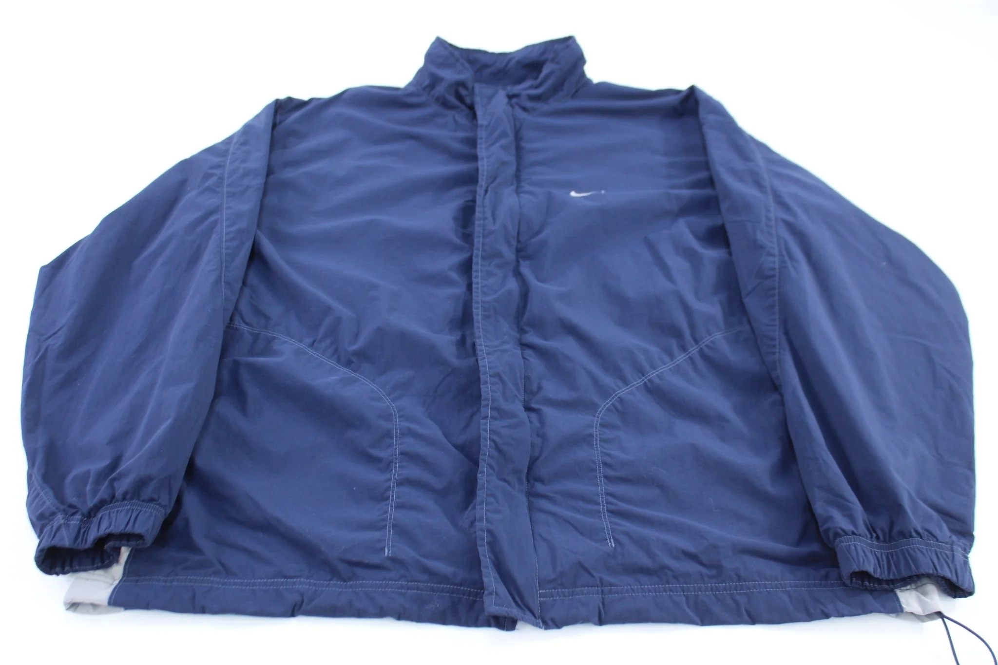 Y2K Nike Embroidered Swoosh Logo Blue Windbreaker Jacket
