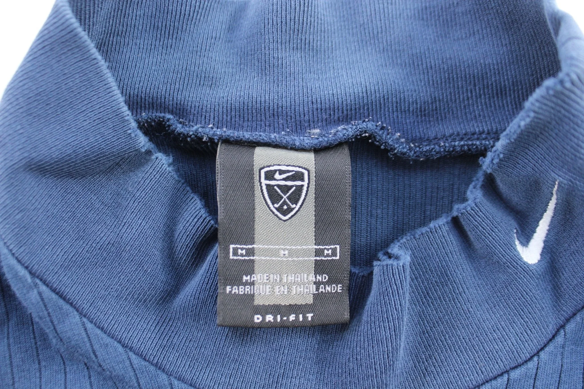Nike Golf Embroidered Logo Blue Mock Neck LS T-Shirt - Image 3