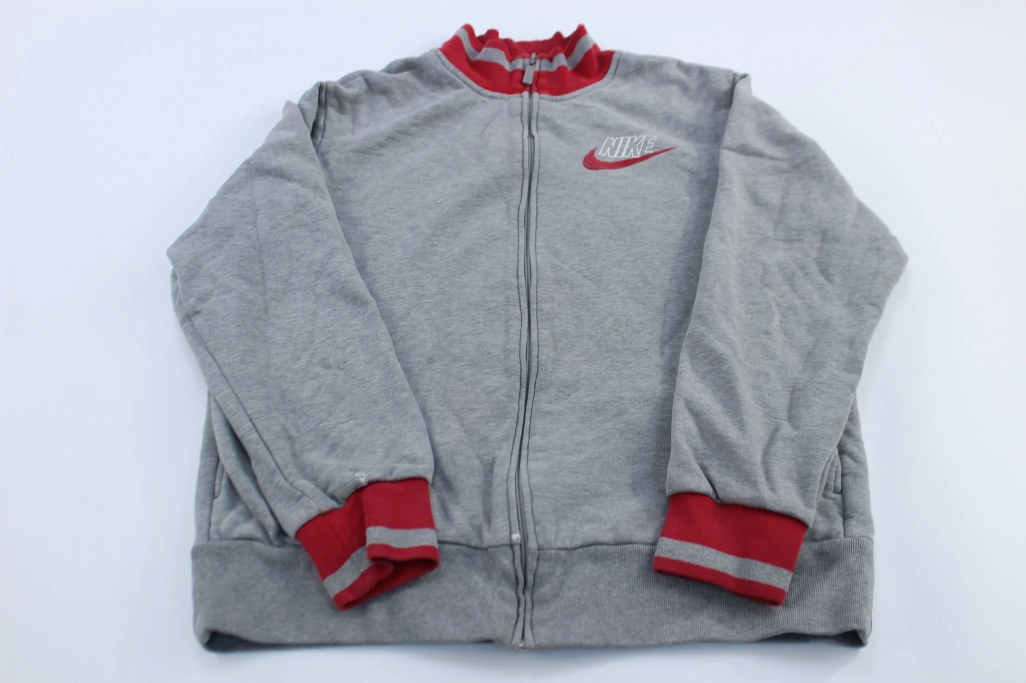 Nike Sportwear Embroidered Logo Red & Grey Track Jacket