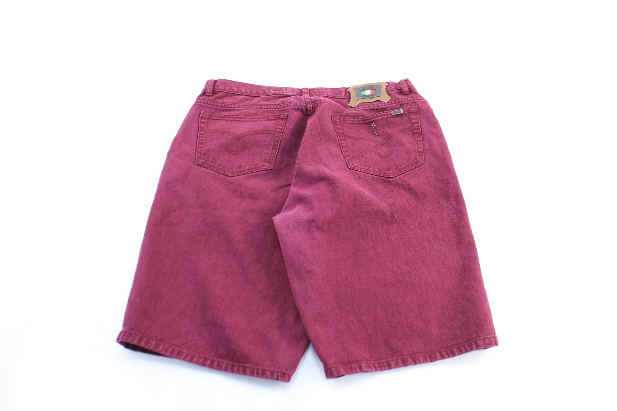 Paco Sports Burgundy Wash Denim Shorts - Image 2