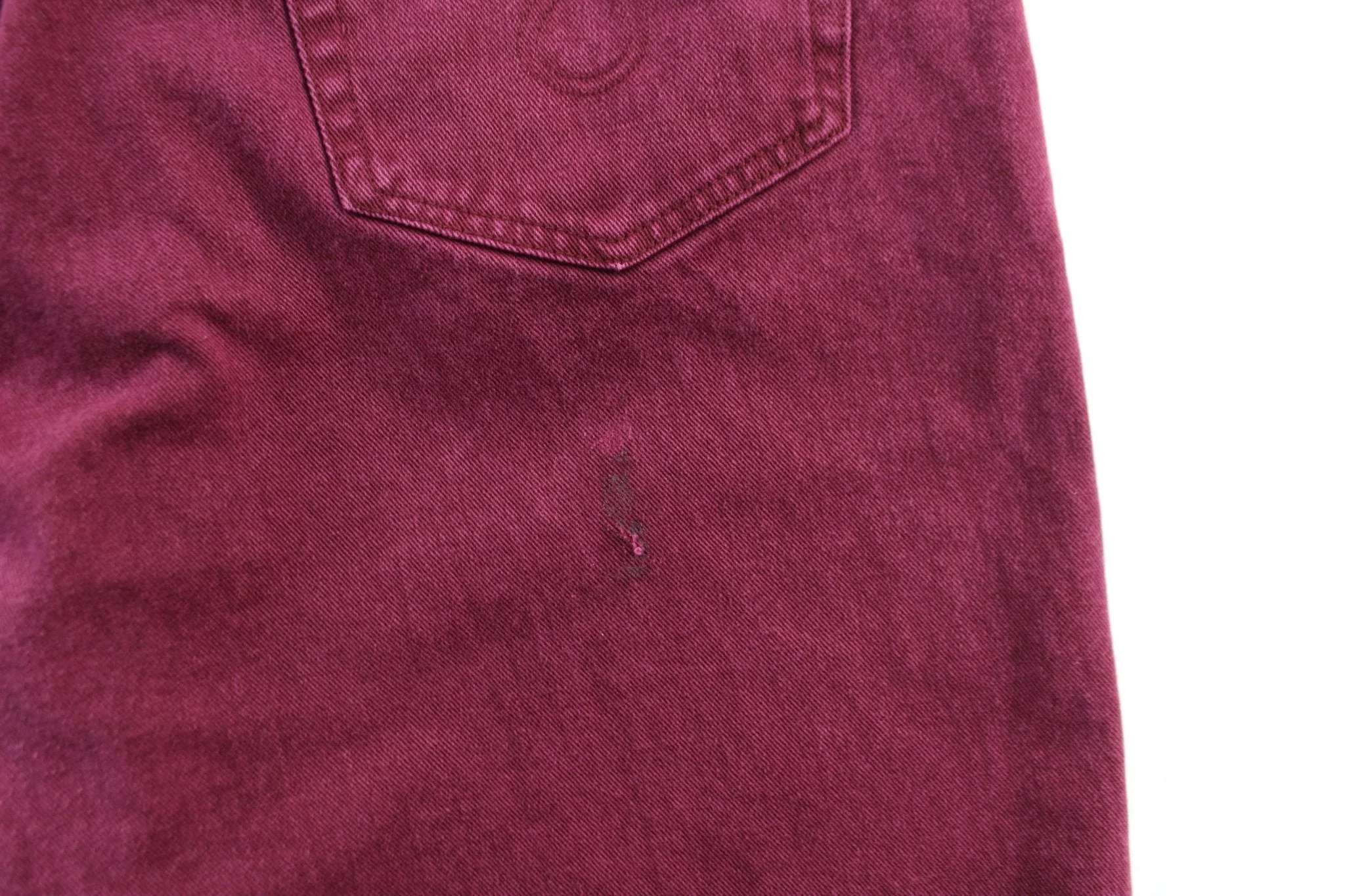 Paco Sports Burgundy Wash Denim Shorts - Image 3