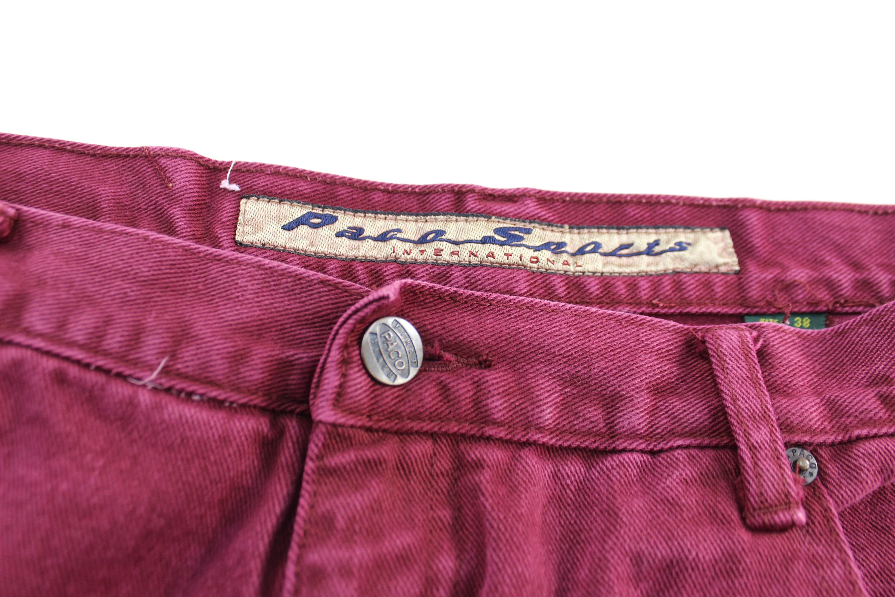 Paco Sports Burgundy Wash Denim Shorts - Image 4