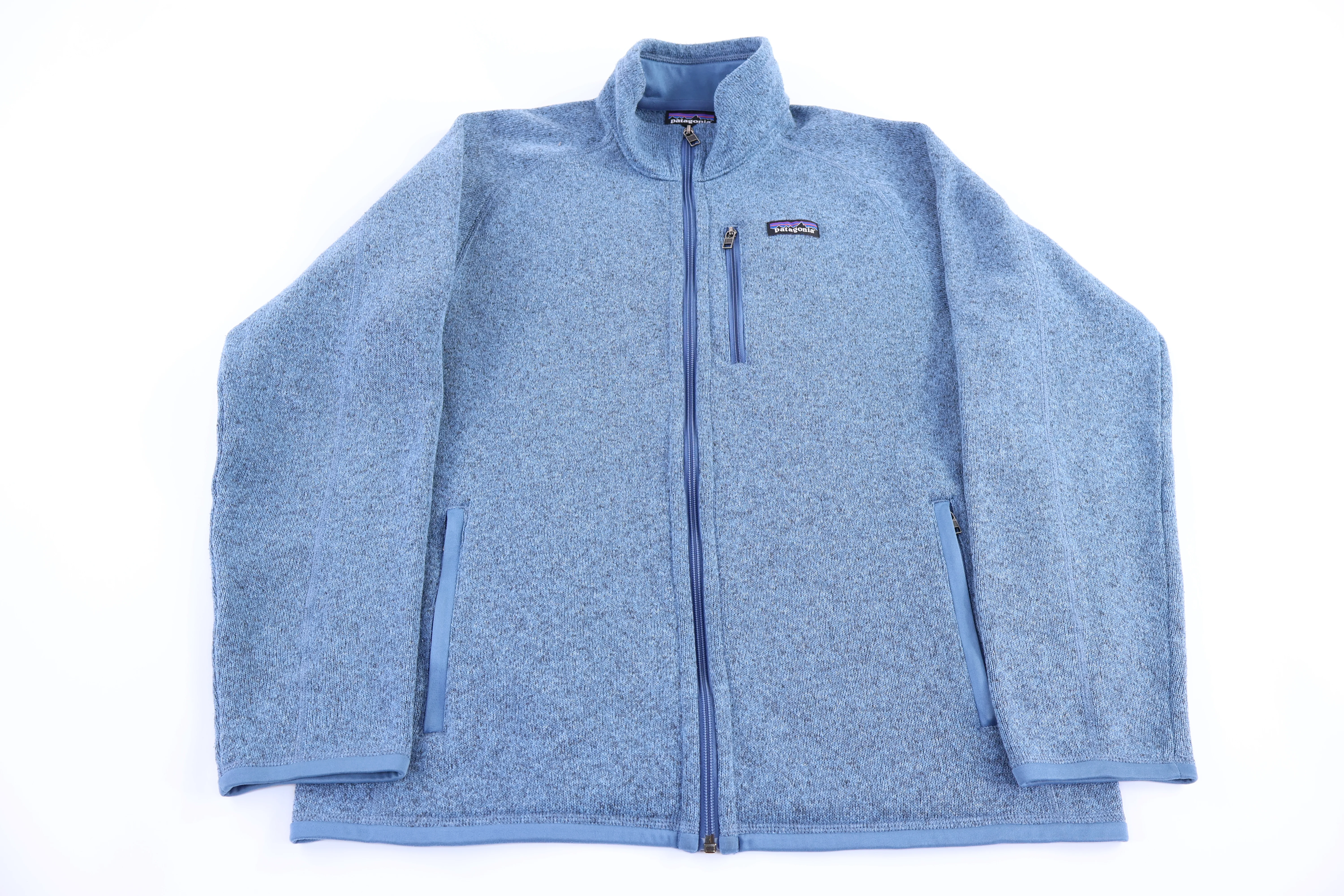 Patagonia Logo Patch Blue Full Zip Sweater