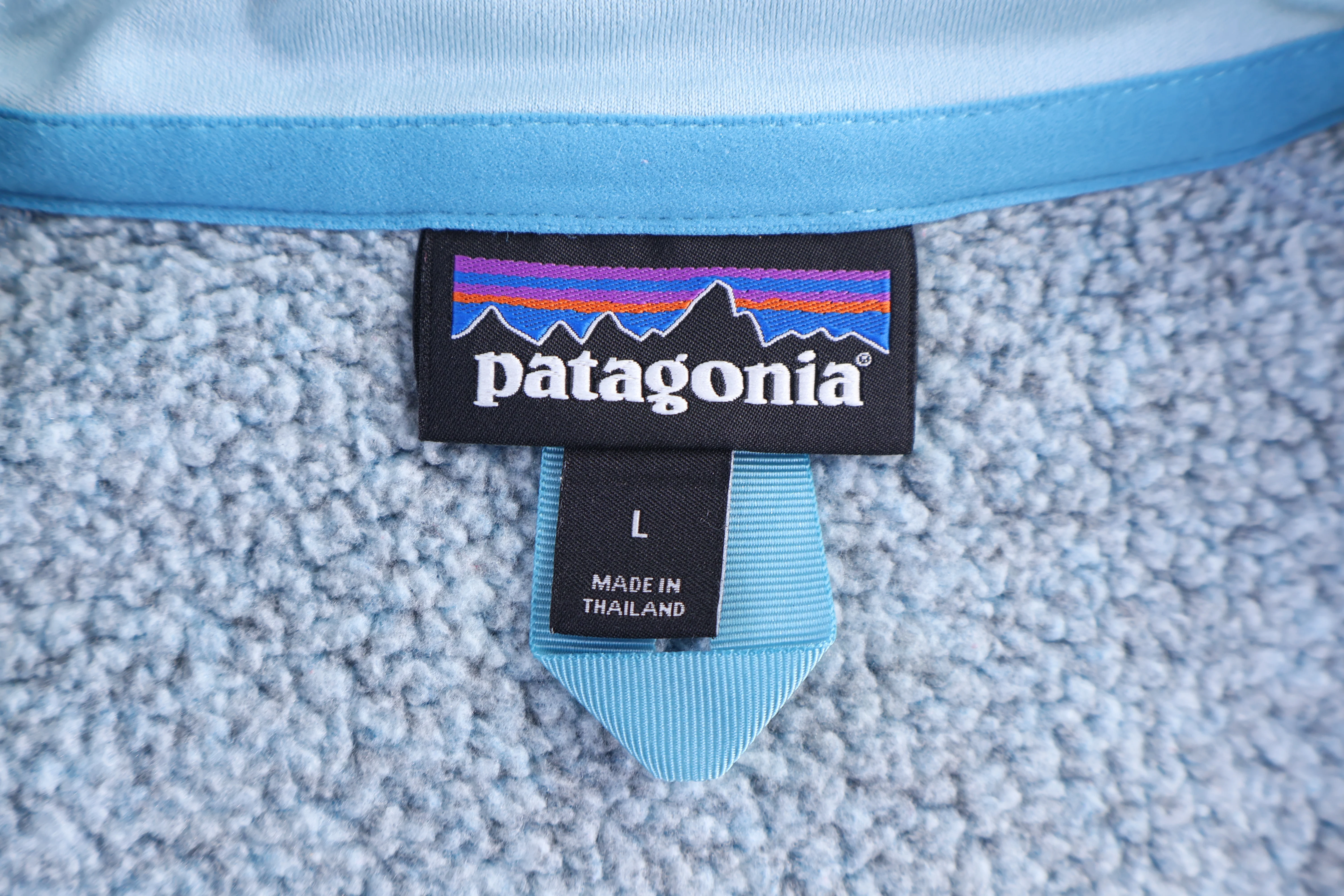 Patagonia Logo Patch Blue Quarter Zip Sweater - Image 3