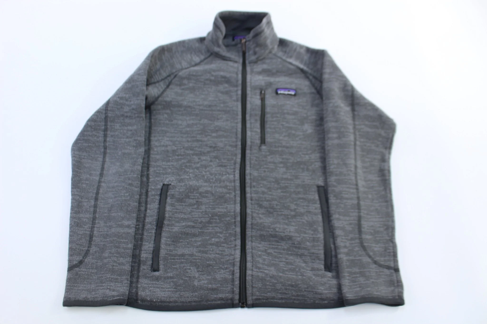 Patagonia Logo Patch Full Zip Grey Sweater