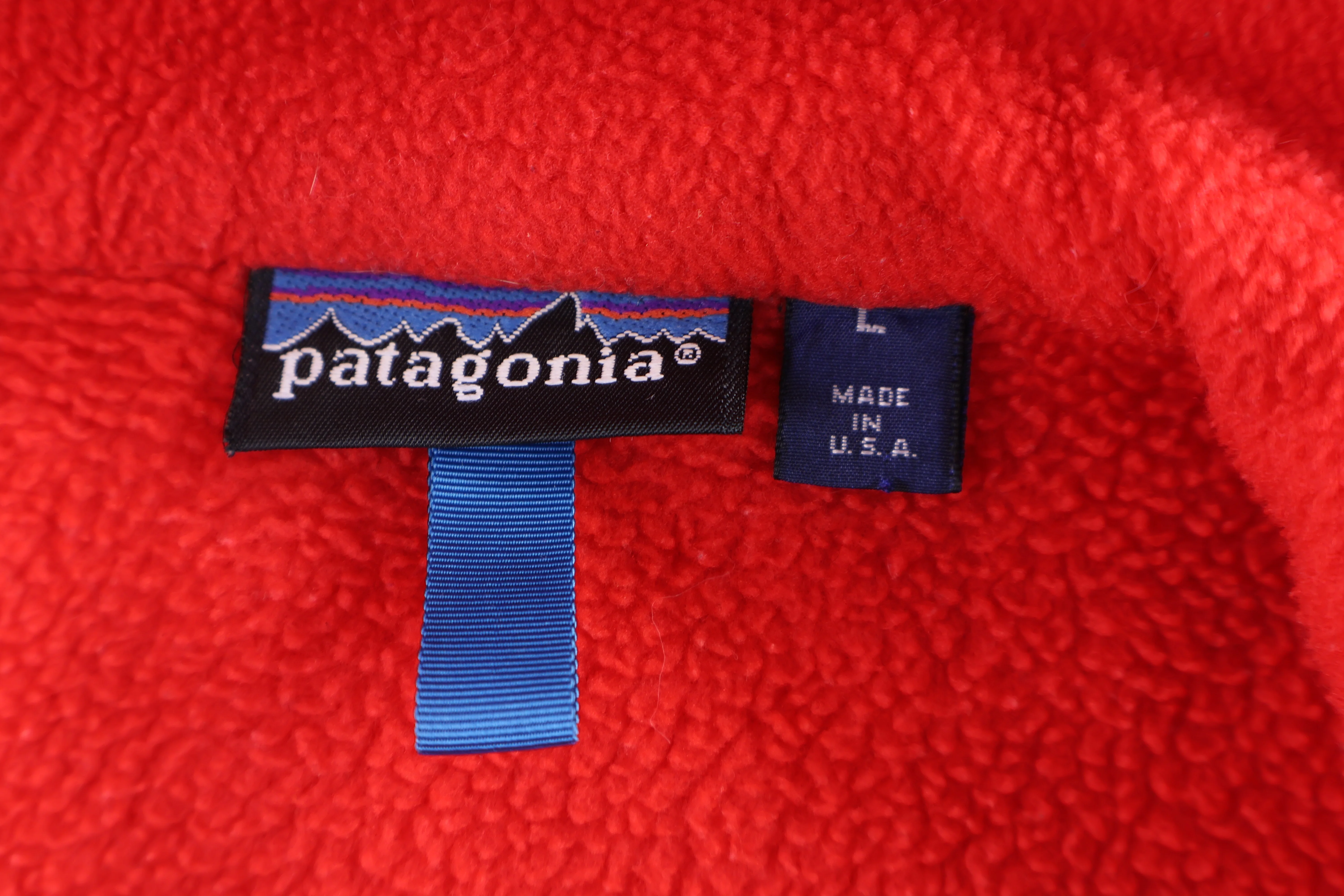 90’s Patagonia Logo Patch Red Full Zip Fleece Jacket - Image 3