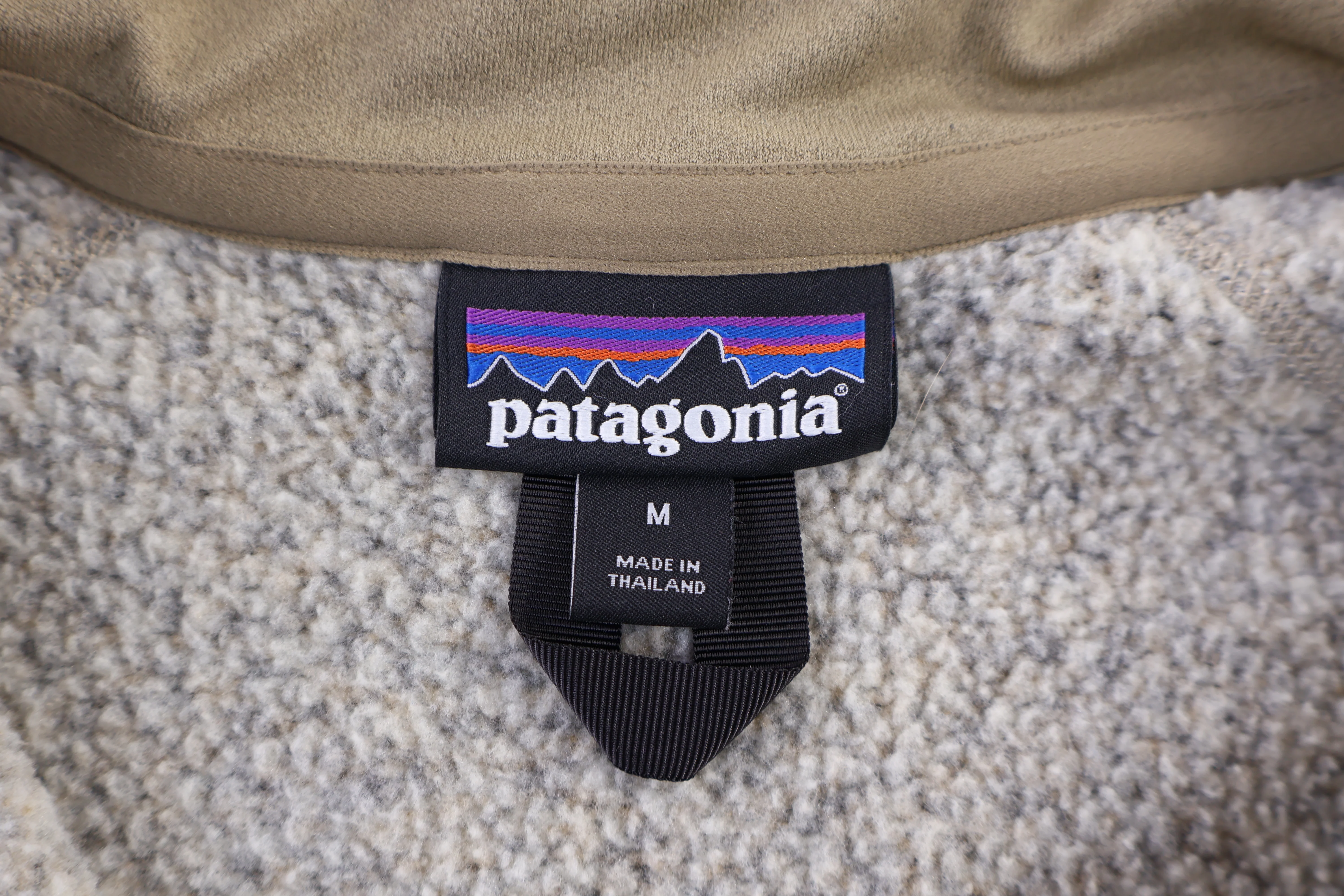 Patagonia Logo Patch Tan Quarter Zip Pullover - Image 3