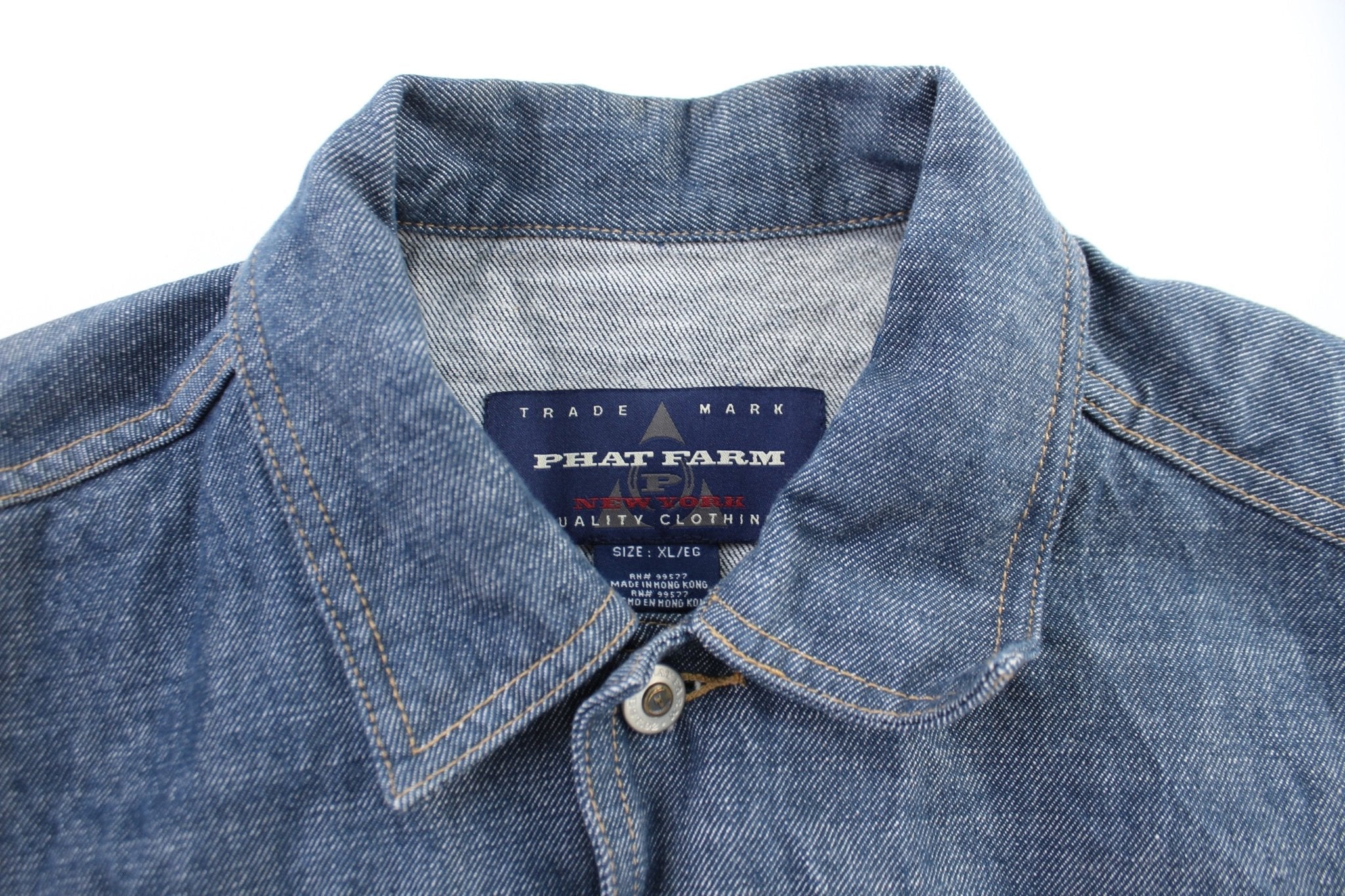 Y2K Phat Farm Embroidered Button Fly Denim Jacket - Image 3