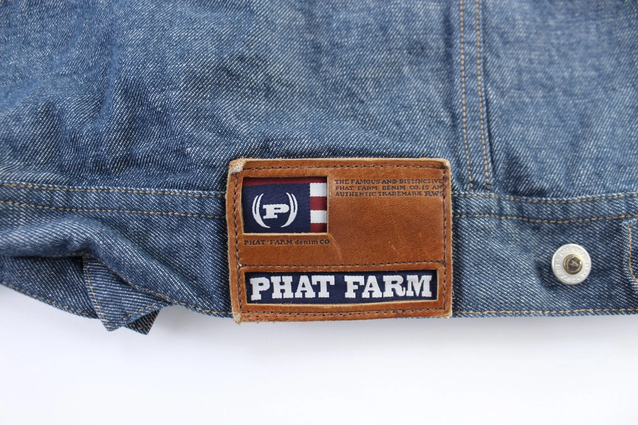 Y2K Phat Farm Embroidered Button Fly Denim Jacket - Image 4