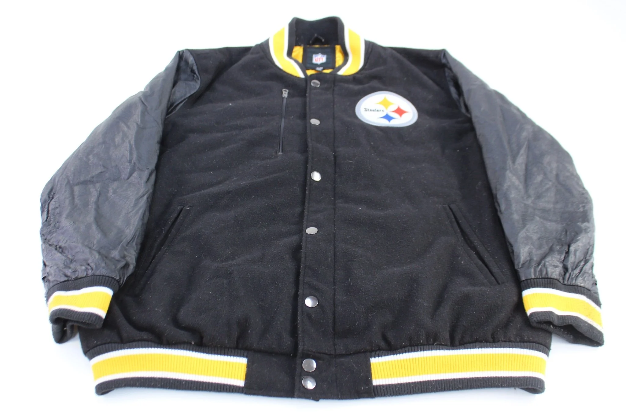 Pittsburgh Steelers Football Embroidered Leather Varsity Jacket