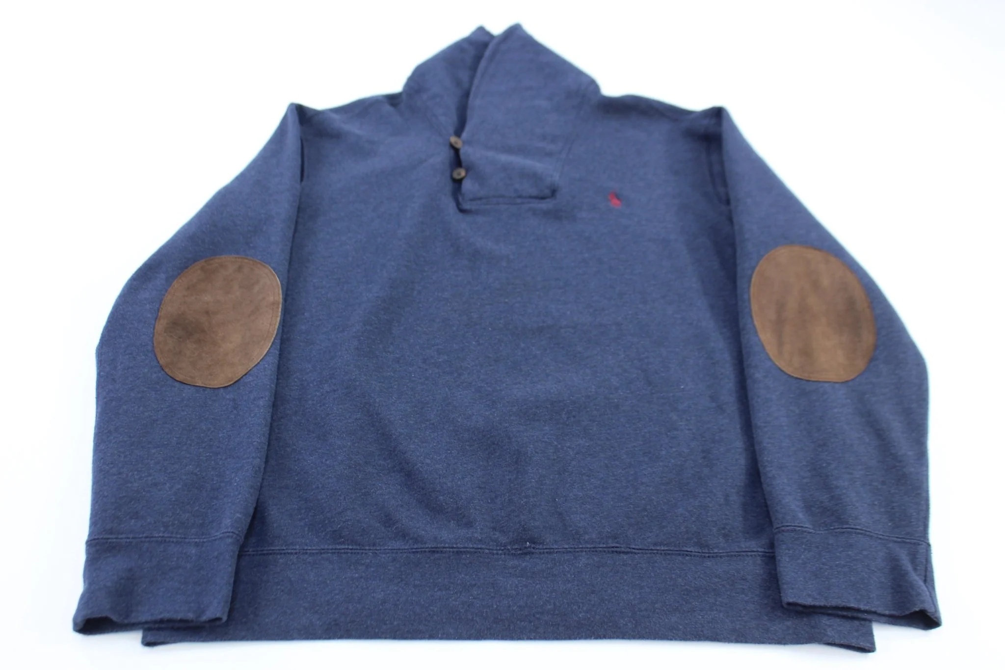 Polo by Ralph Lauren Blue Elbow Patch Pullover Sweater