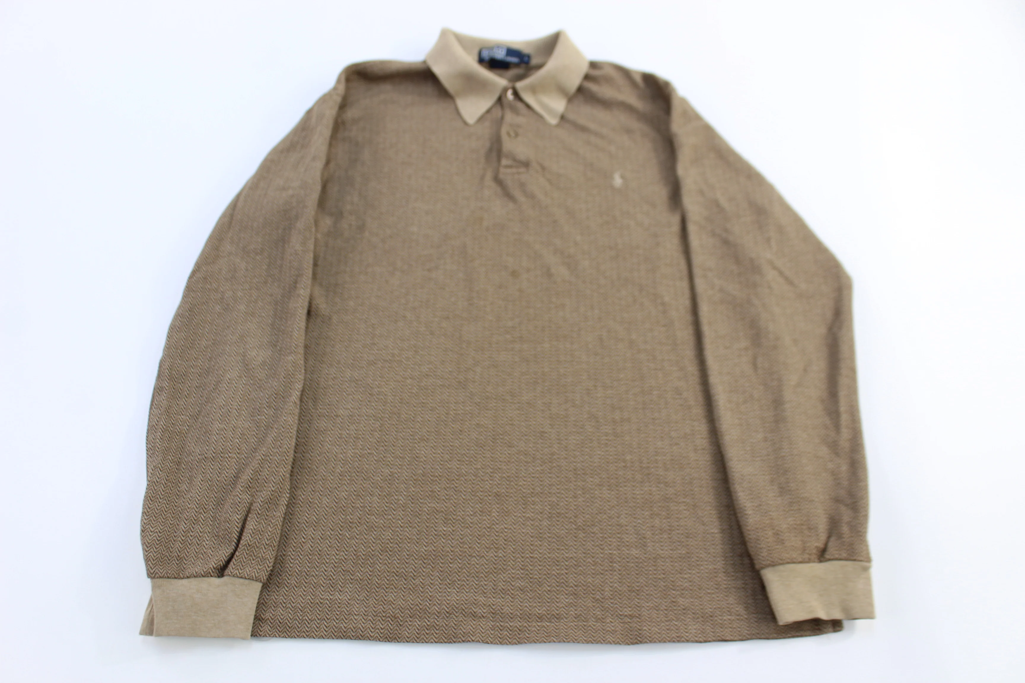 Polo by Ralph Lauren Embroidered Logo Beige LS Button Up